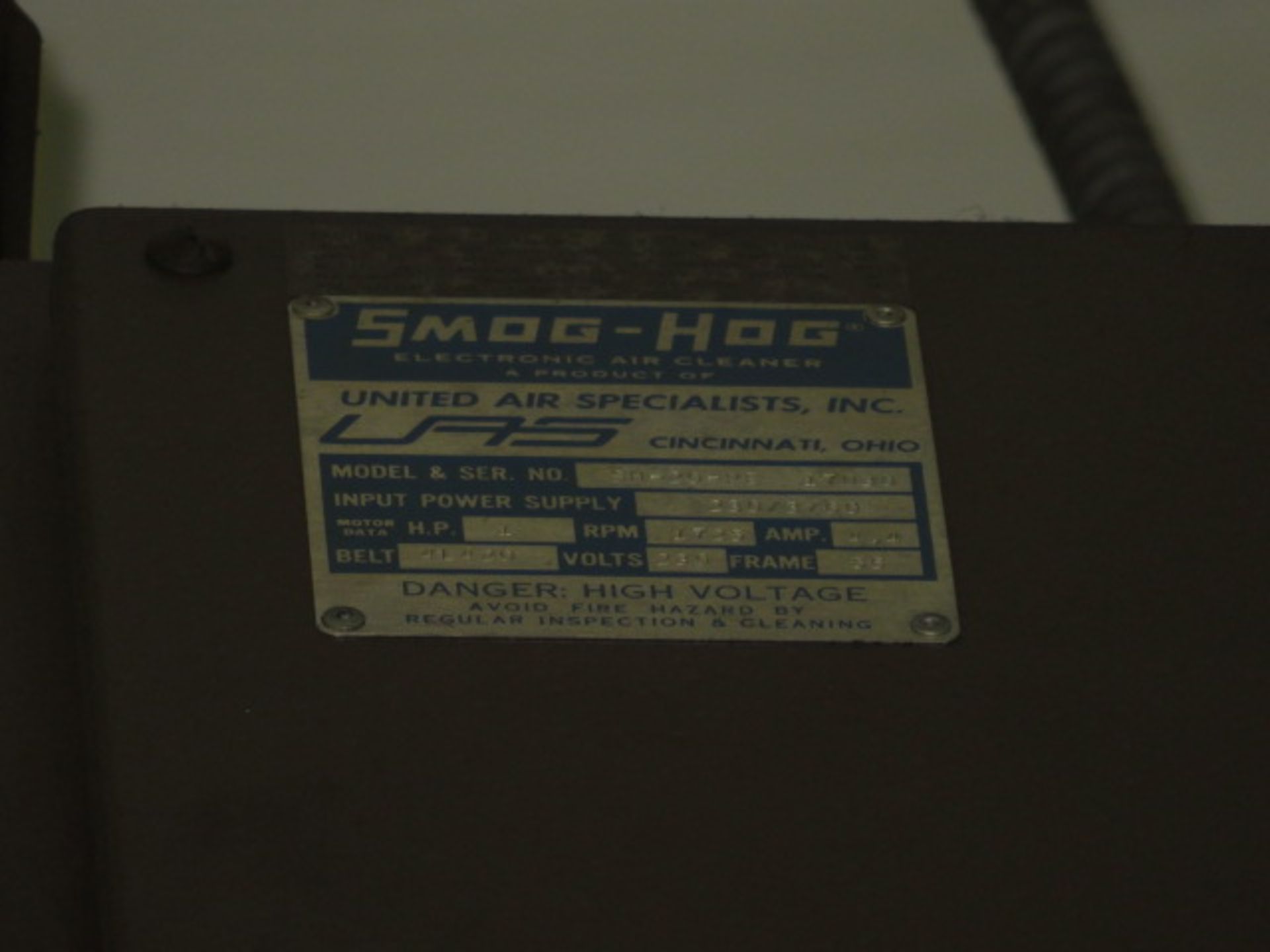 SMOG-HOG AIR CLEANER, MDL. SH-20-PE (SUSPENDED FROM THE CEILING) - Image 3 of 3