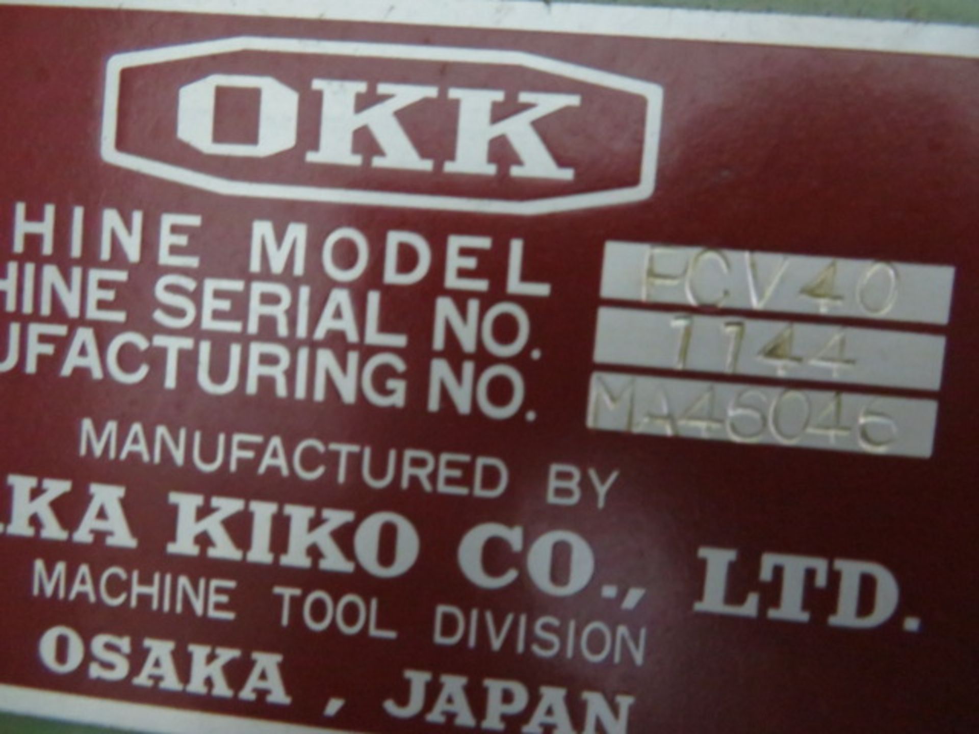OKK PCV-40 CNC VERTICAL MACHINING CENTER, S/N 1144/MA46046 (8,000 RPM), MELDAS 300 CNC CONTROL - Image 5 of 5