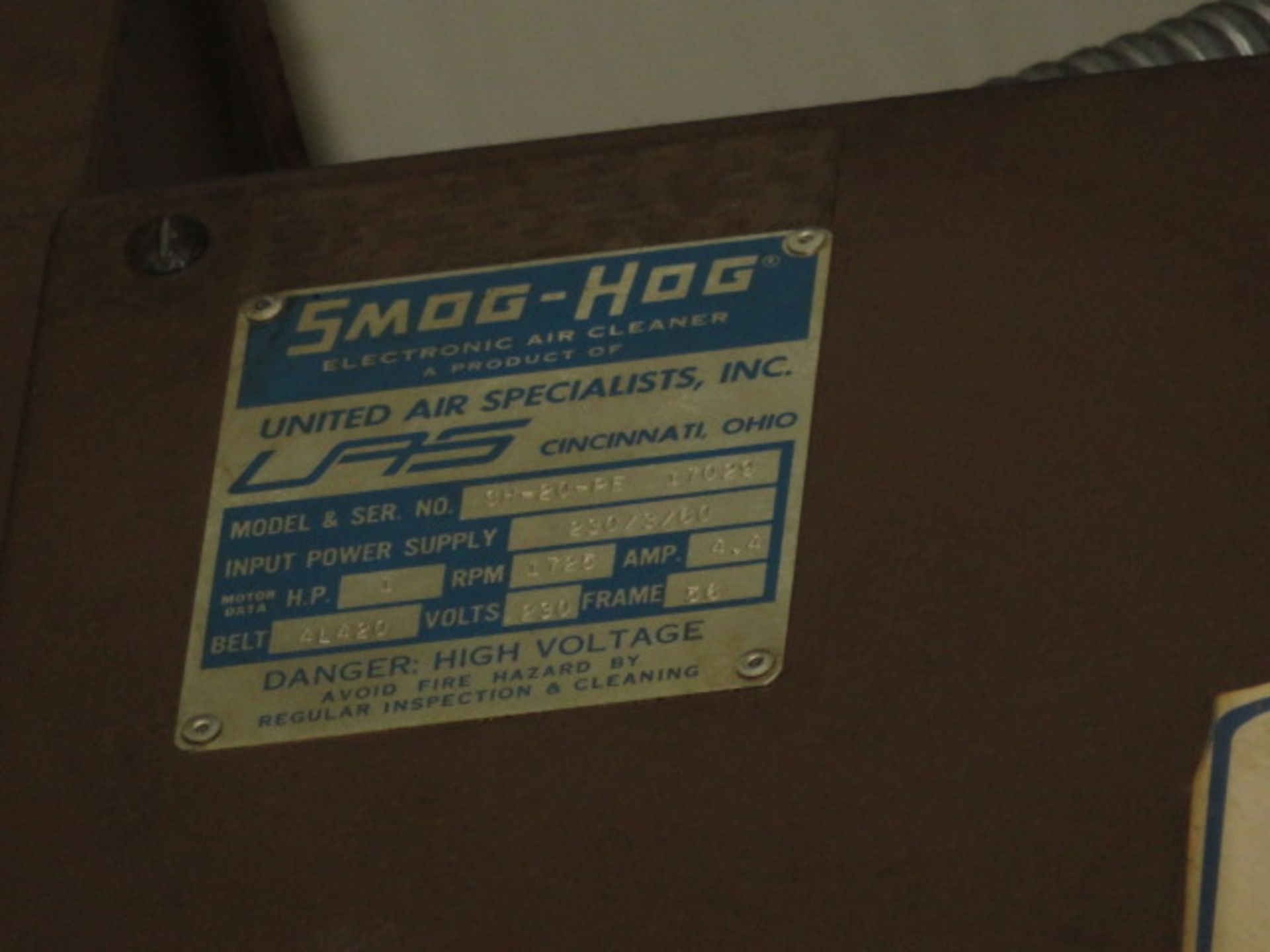 SMOG-HOG AIR CLEANER, MDL. SH-20-PE (SUSPENDED FROM THE CEILING) - Image 3 of 3