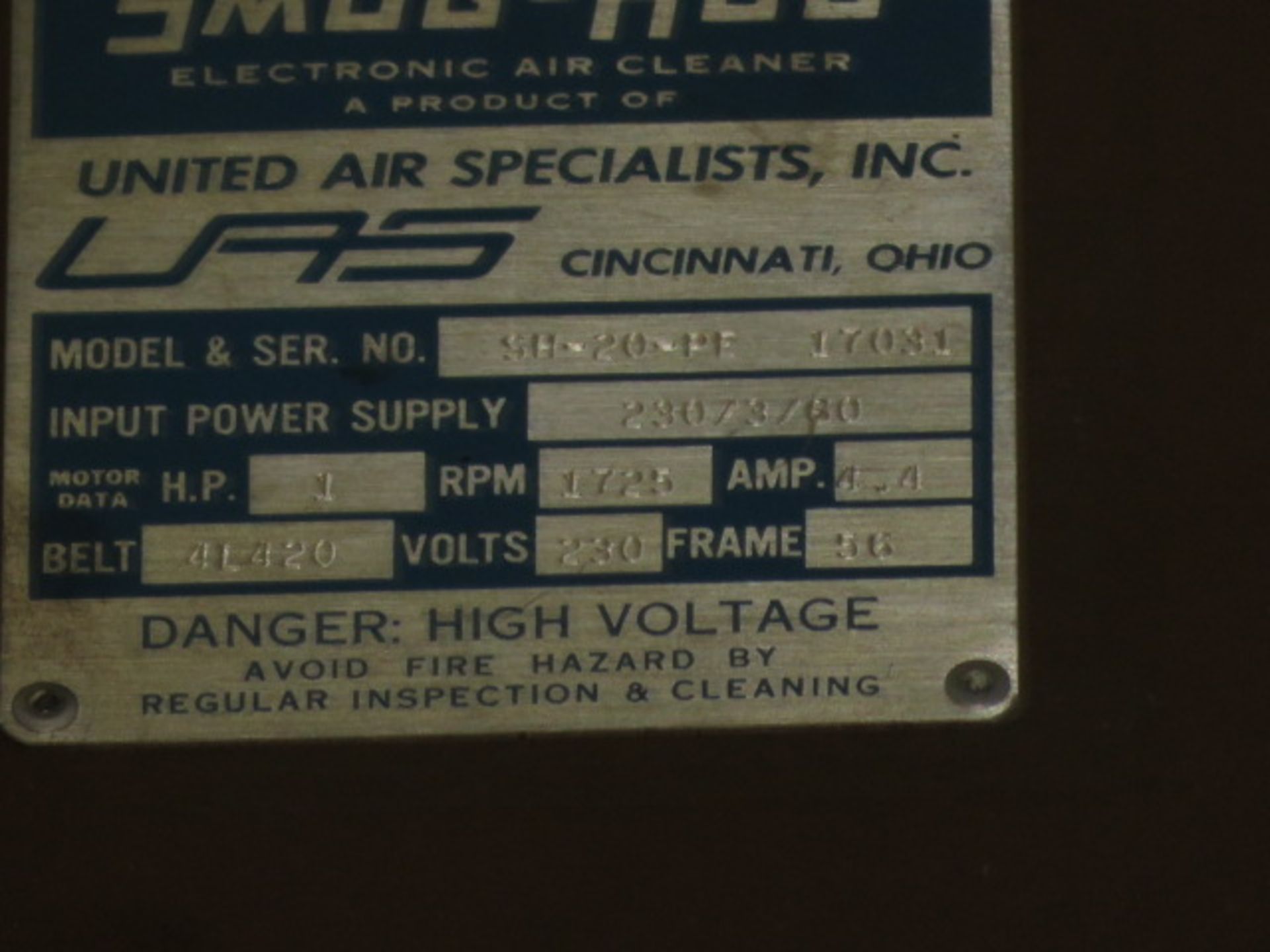 SMOG-HOG AIR CLEANER, MDL. SH-20-PE (SUSPENDED FROM THE CEILING) - Image 3 of 3