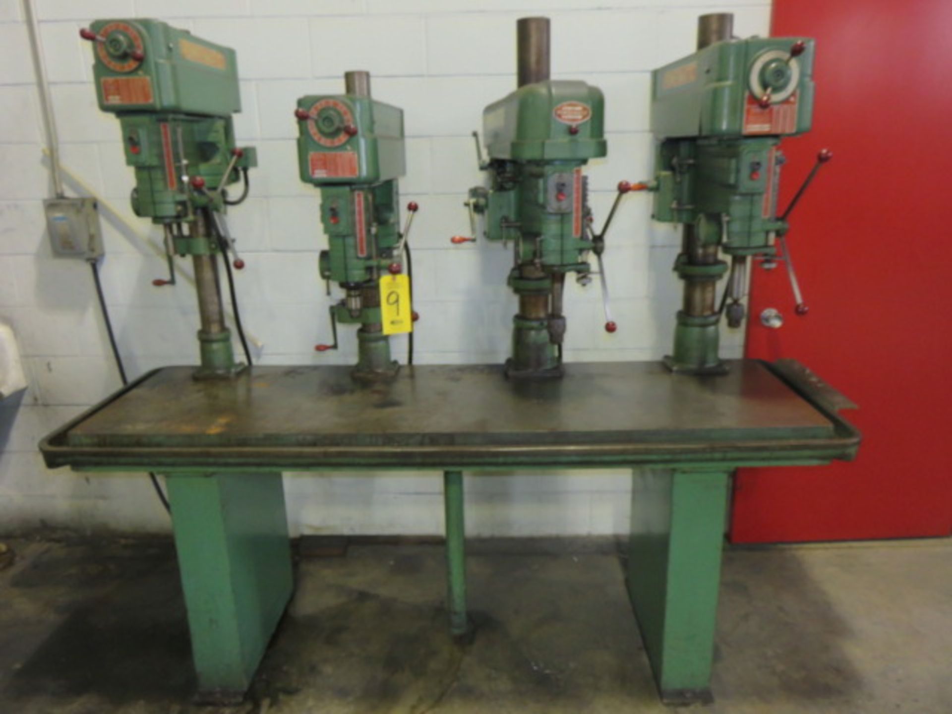 POWERMATIC 4-HEAD (2) 1150 15 IN. AND (2) 1200 20 IN. DRILL PRESS, 24 IN. x 78 IN. TABLE