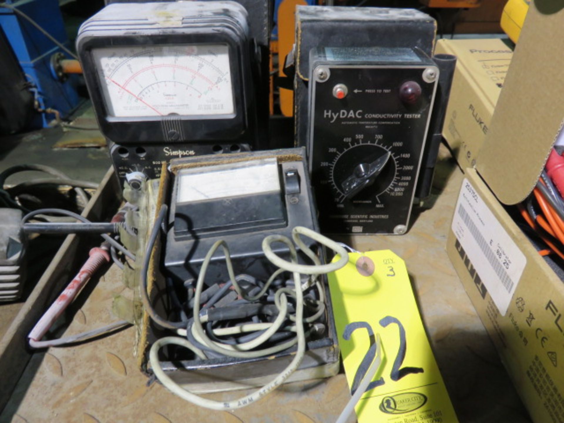 HYDAC CONDUCTIVITY TESTER, SIMPSON VOLT-OHM MILLIMETER AND HONEYWELL TEST METER