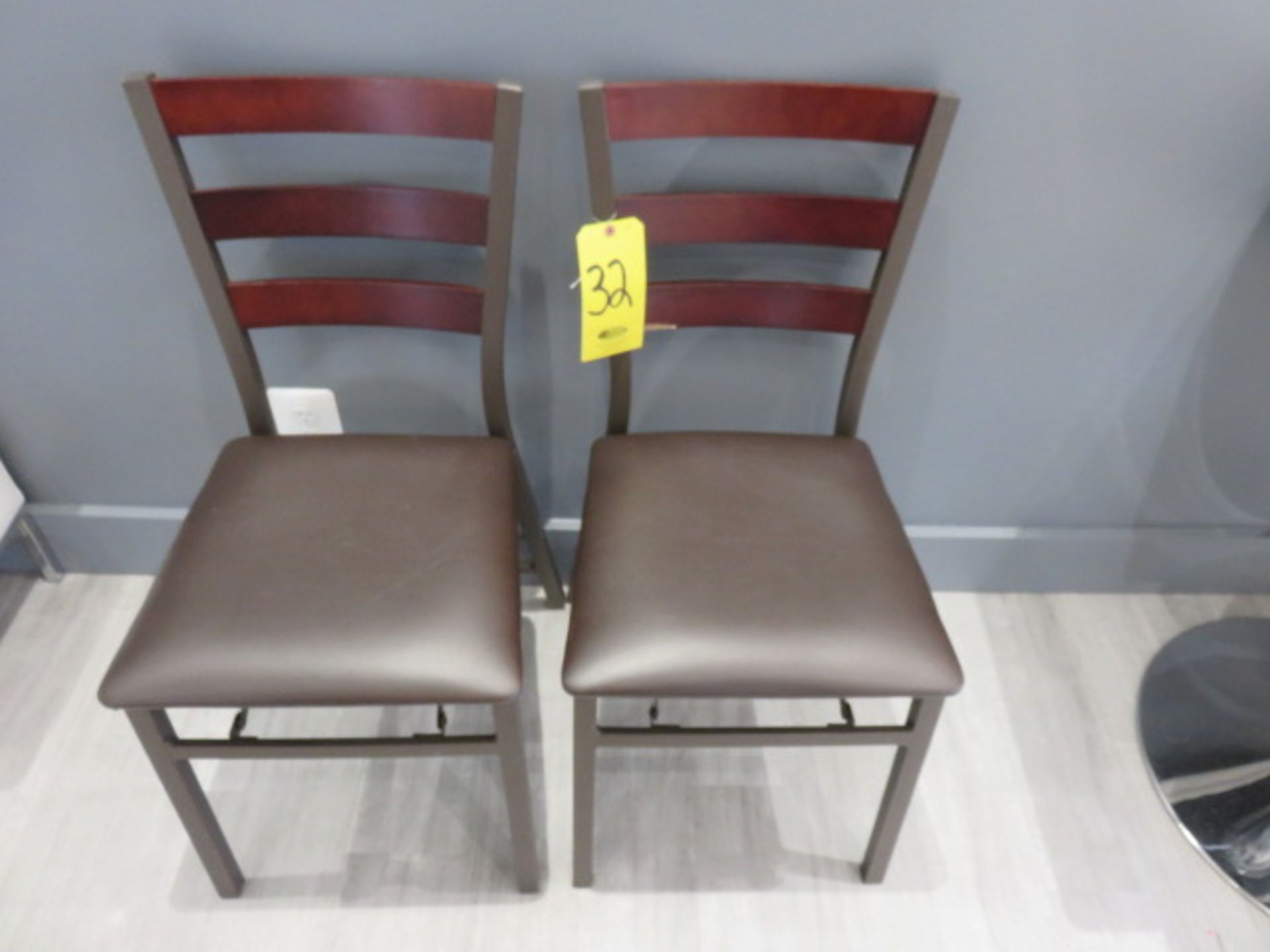 (2) WOOD AND METAL FOLDING CHAIRS