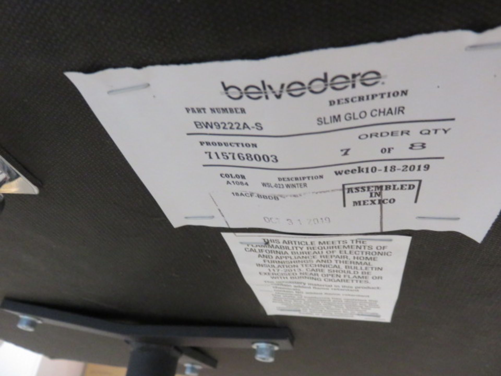 BELVEDERE PNEUMATIC PUMP BASE STYLING CHAIR - Image 3 of 3