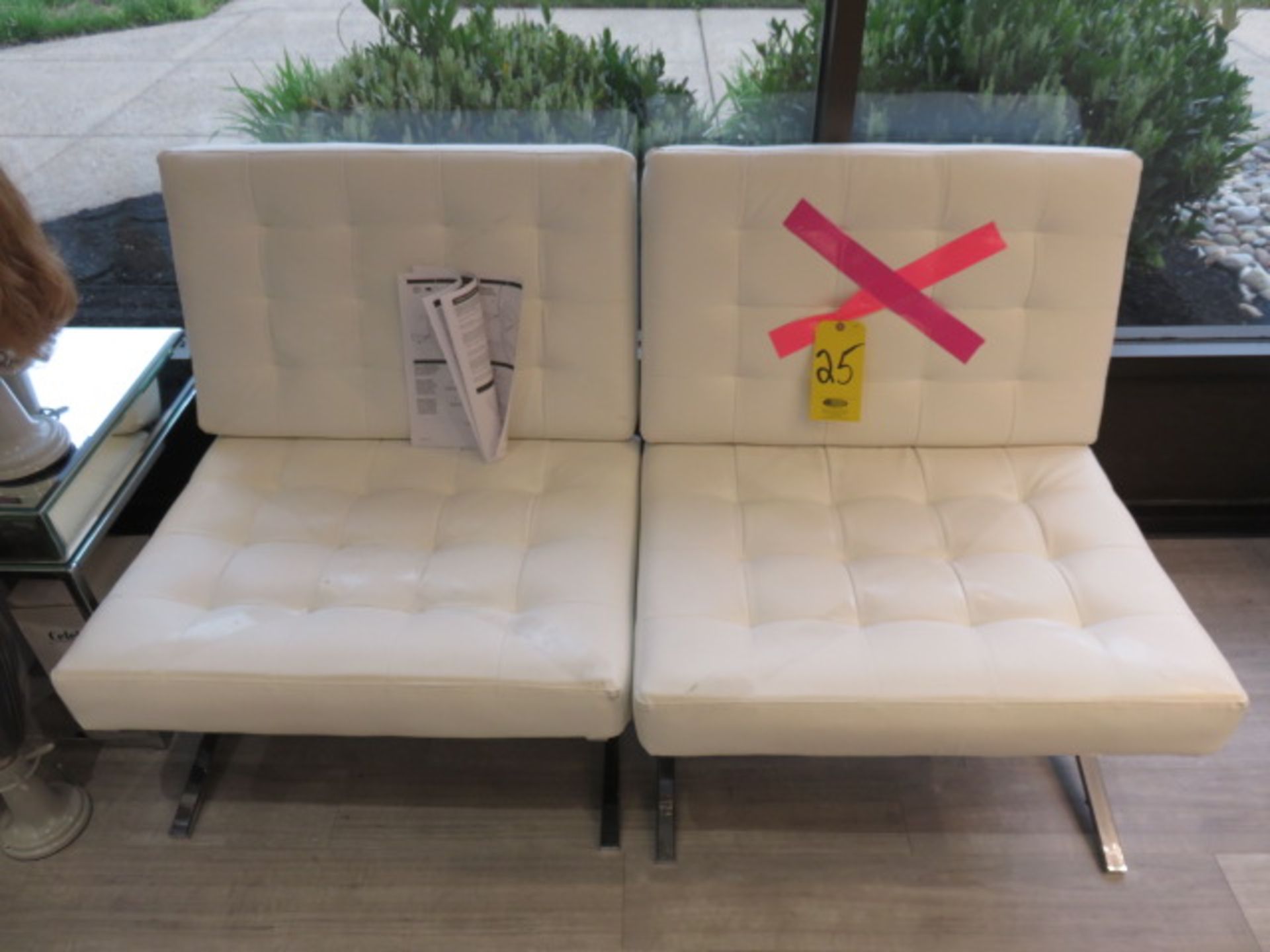 (2) STUDIO DESIGNS ATRIUM CHAIRS-ADHESIVE STUCK TO SEATS