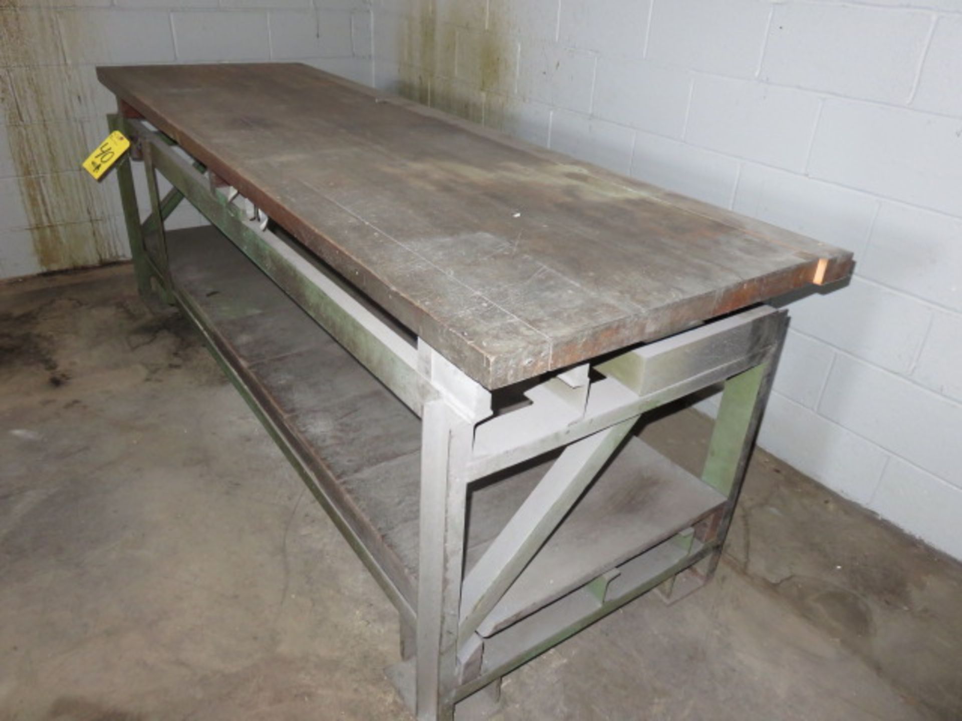 30 IN, X 96 UB, BUTCHER BLOCK BENCH WITH IRON FRAME - Image 2 of 2
