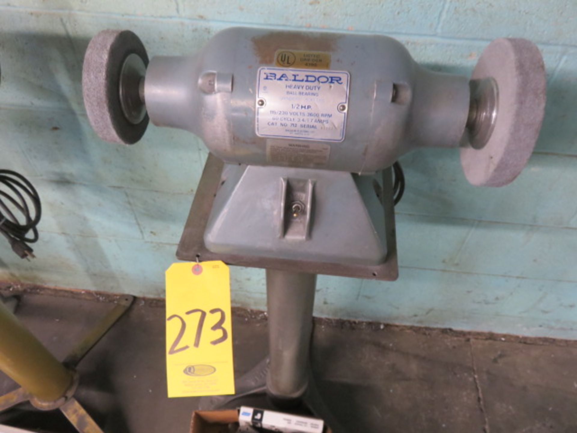 BALDOR 1/2 HP, 6 IN. DOUBLE END BENCH GRINDER (GUARDS REMOVED BUT WITH UNIT) - Image 2 of 2