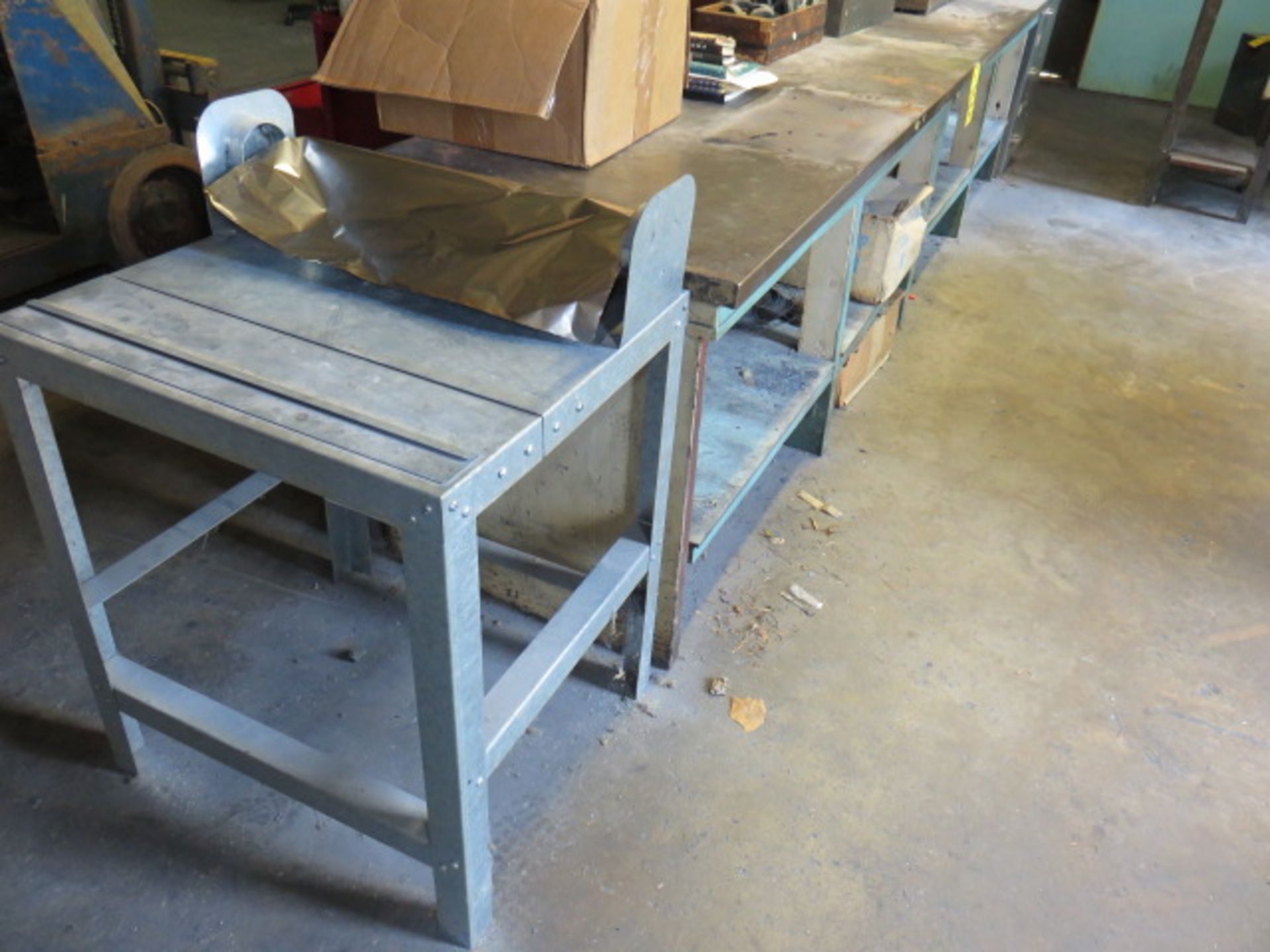 (2) 30 X 72 IN. METAL TOP COUNTERS AND (1) GALVANIZED WRAPPING STATION WITH AL. FOIL - Image 4 of 4