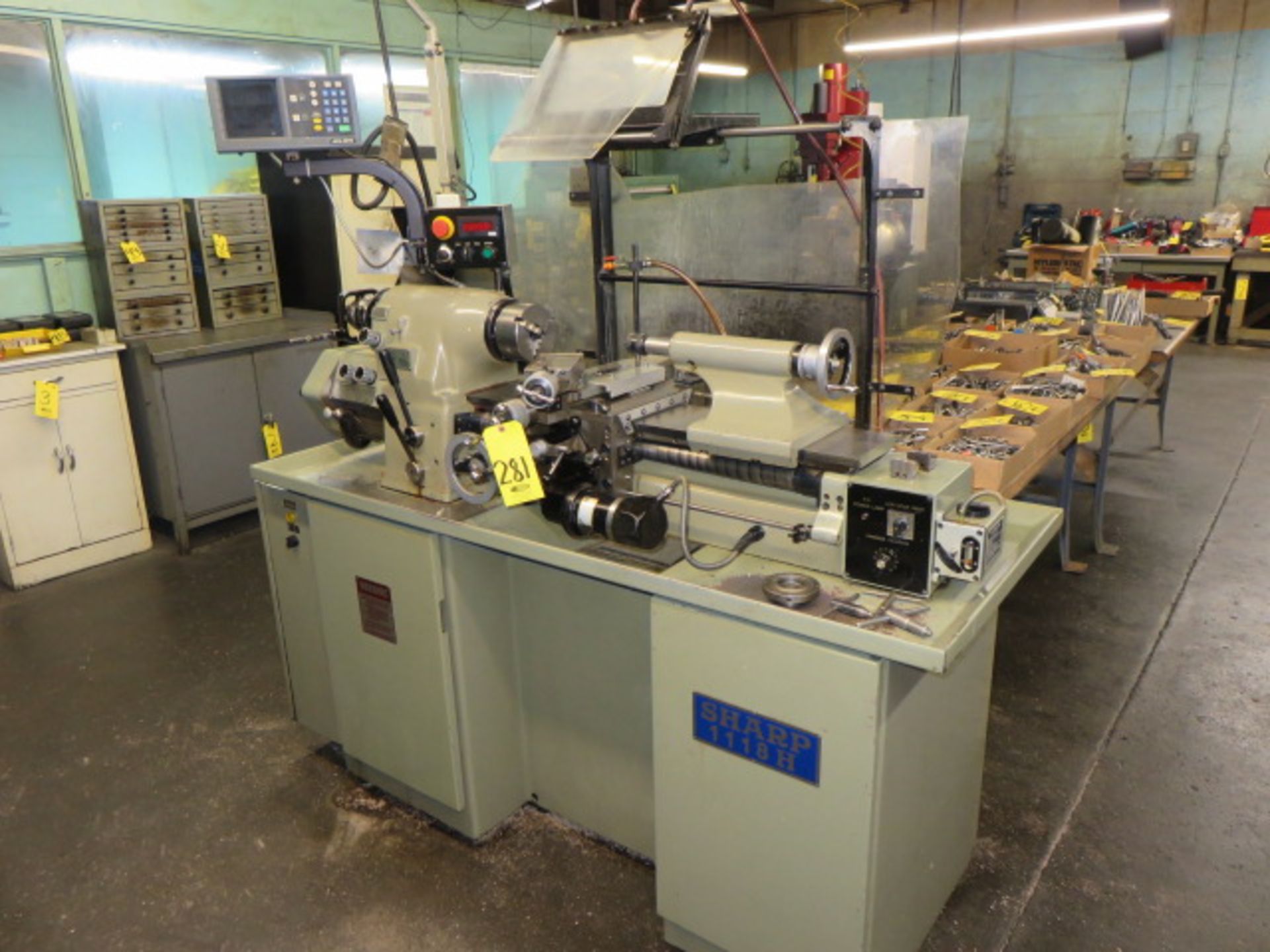 2001 SHARP 1118H HIGH PRECISION TOOL ROOM LATHE, S/N CTL-1391, DIGITAL VARIABLE SPEED RO,… - Image 7 of 8