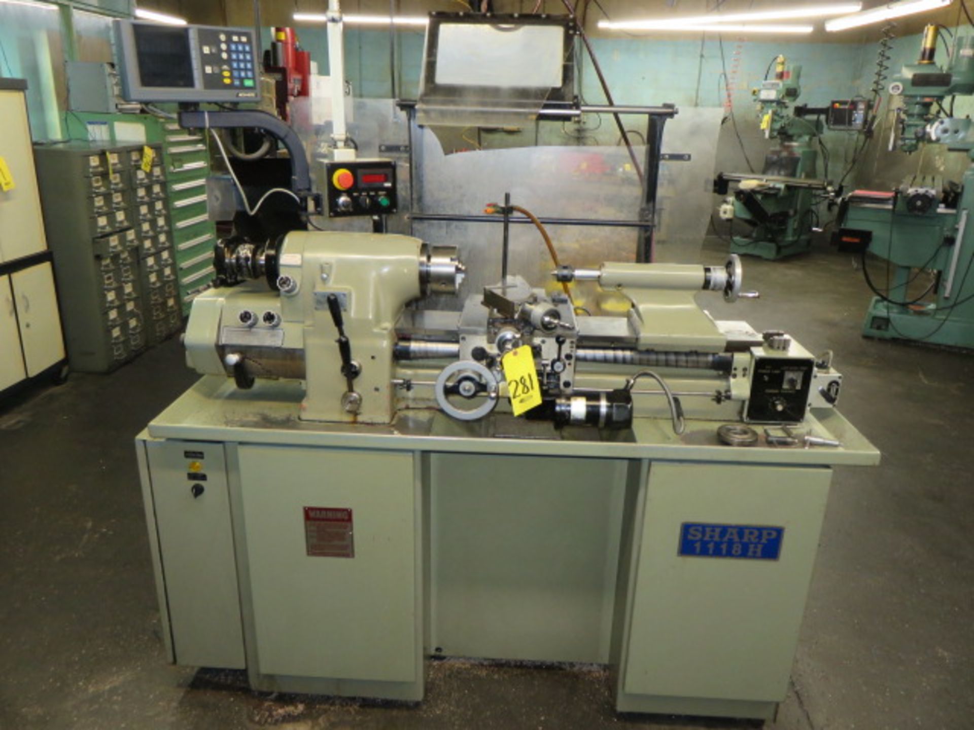 2001 SHARP 1118H HIGH PRECISION TOOL ROOM LATHE, S/N CTL-1391, DIGITAL VARIABLE SPEED RO,…