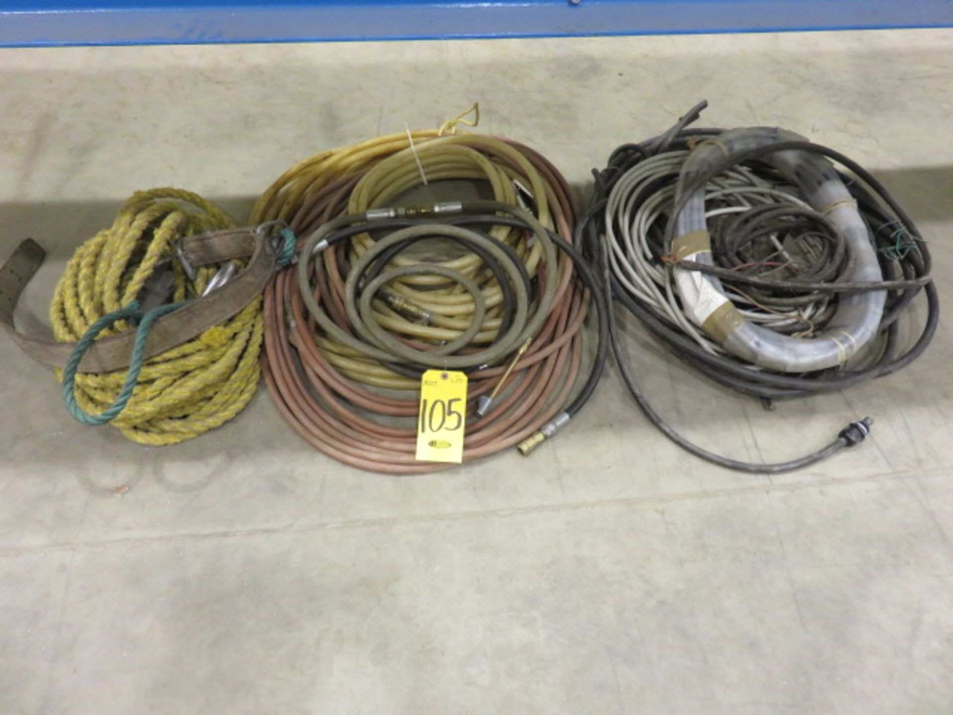 ASSORTED ROPE, AIR LINES AND ELECTRICAL CORDS