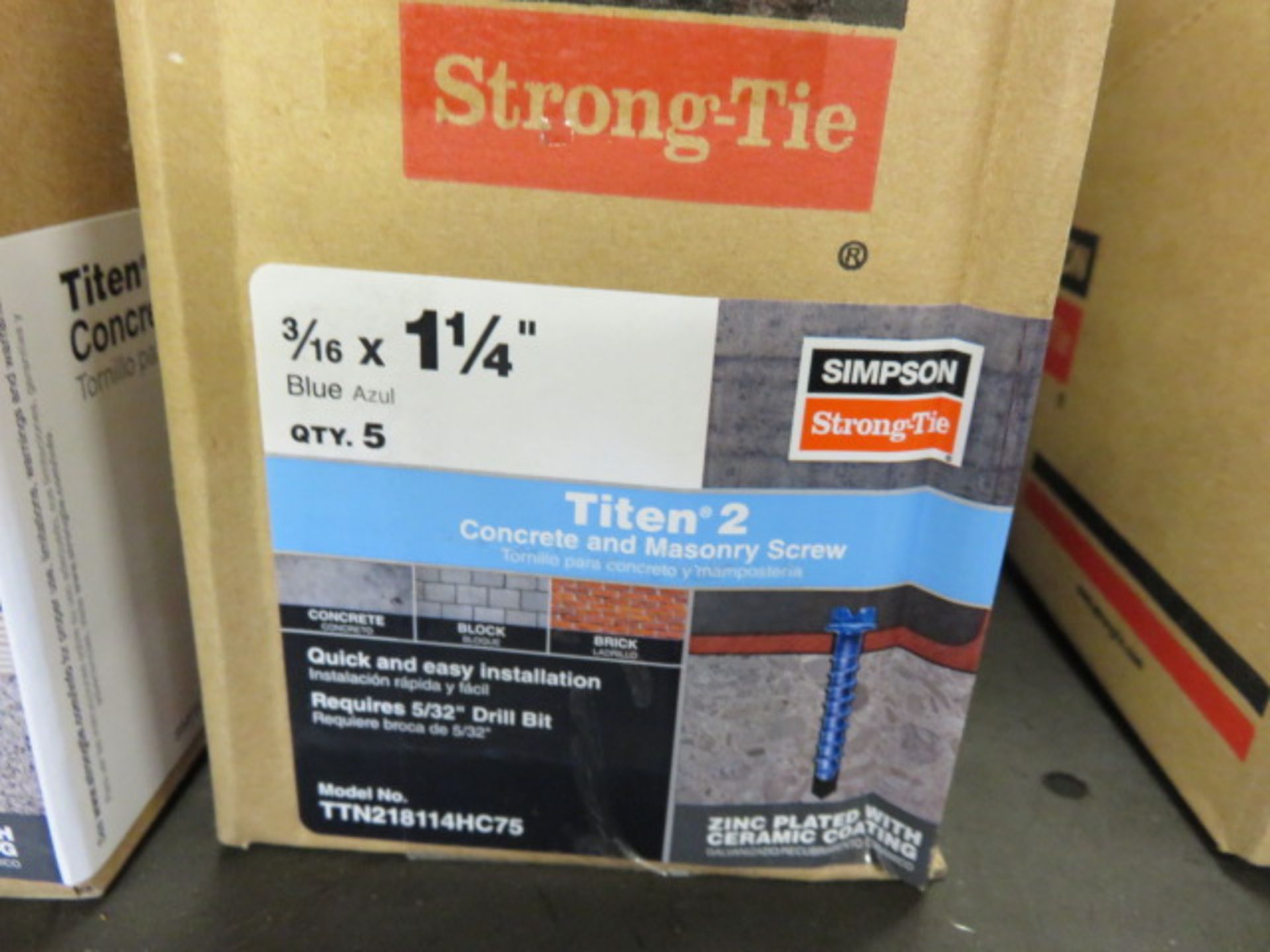 SIMPSON STRONG-TIE 3/16 X 1-1/4 IN. BLUE TITEN 2 CONCRETE AND MASONRY SCREWS (5 PACKS INSIDE) - Image 2 of 2