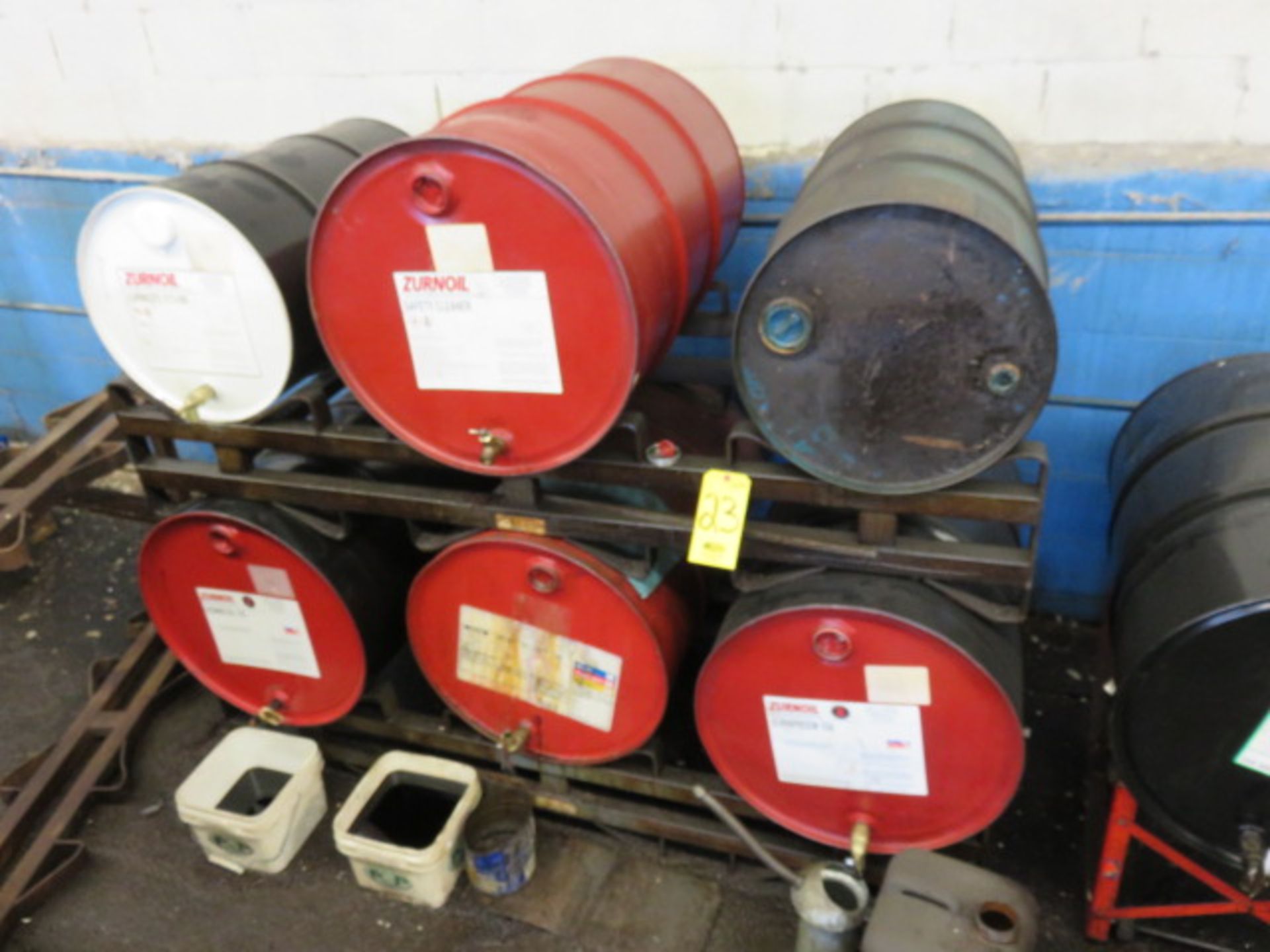 ASSORTED FLUIDS, OILS AND LUBRICANTS (MUST REMOVE ALL EXCEPT OPEN BUCKETS)