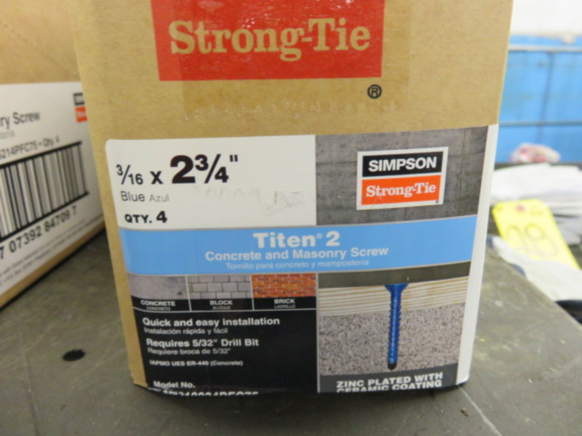 SIMPSON STRONG-TIE 3/16 X 2-3/4 IN. BLUE TITEN 2 CONCRETE AND MASONRY SCREWS (4 PACKS INSIDE) - Image 2 of 2