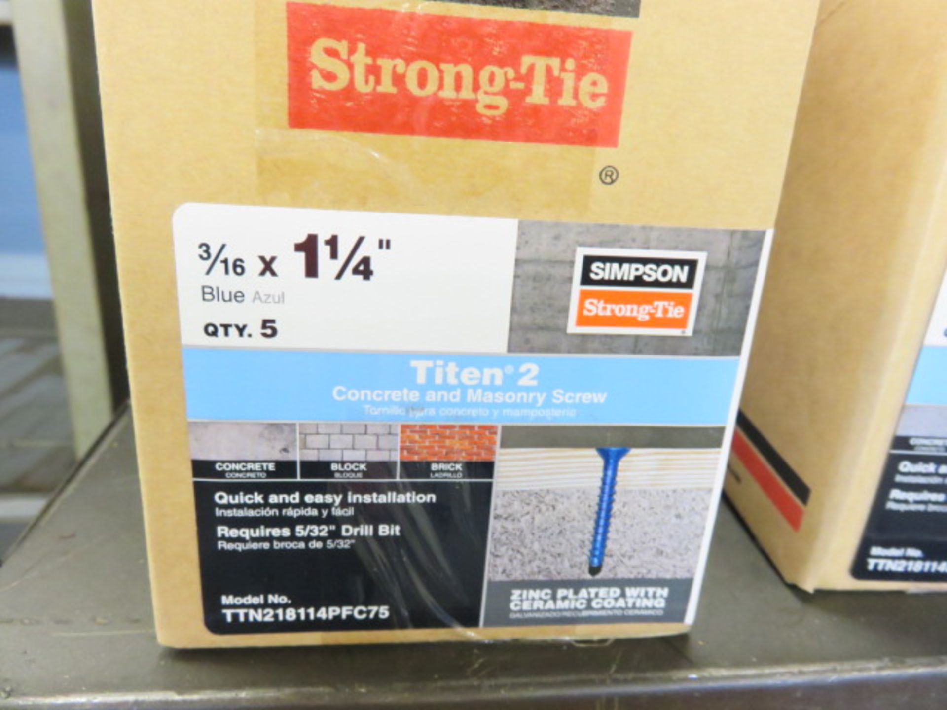 SIMPSON STRONG-TIE 3/16 X 1-1/4 IN. BLUE TITEN 2 CONCRETE AND MASONRY SCREWS (5 PACKS INSIDE) - Image 2 of 3