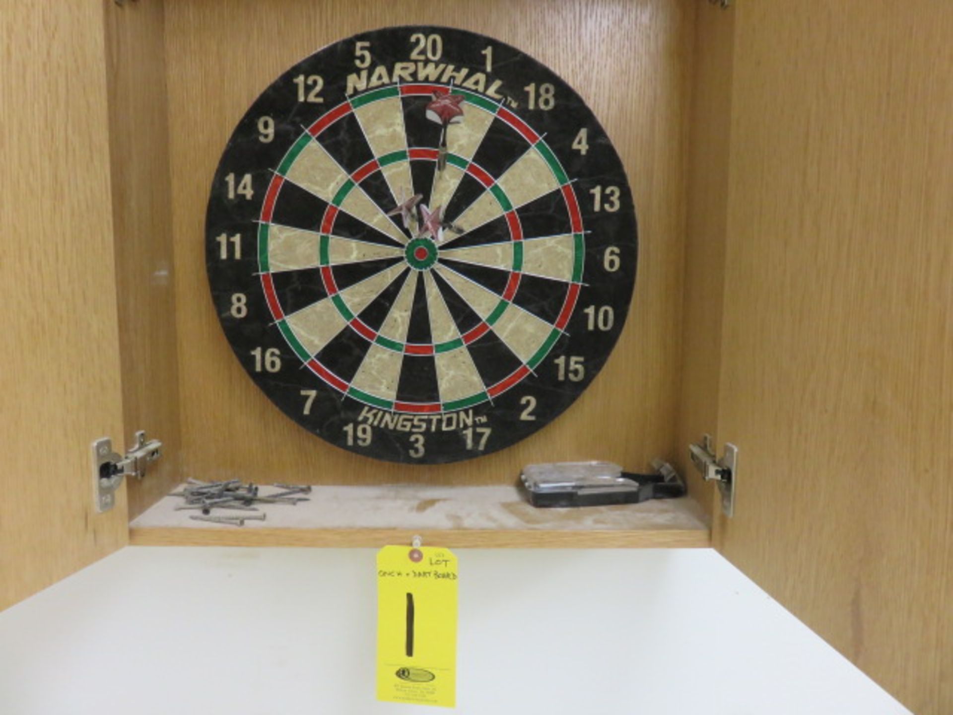 DART BOARD, CABINET AND COUCH - Image 2 of 2