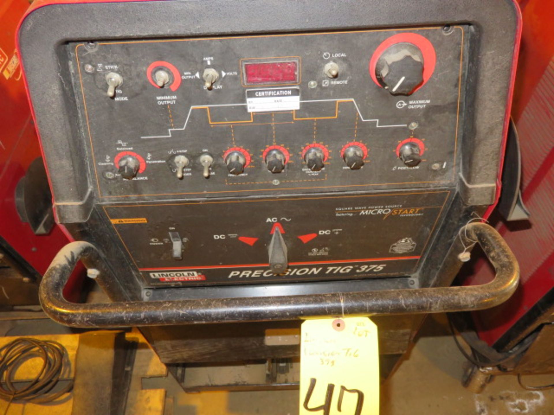 LINCOLN PRECISION TIG 375 TIG WELDER, CODE K1828-1 11068, S/N U1040113972 WITH MOBILE BASE... - Image 2 of 4