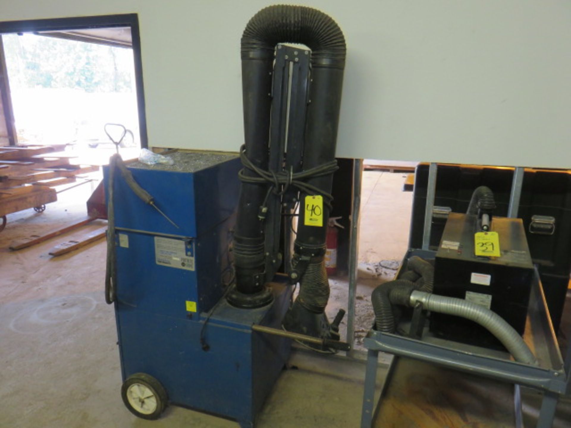 TORIT DONALDSON PORTA-TRUNK FUME COLLECTOR WITH FLEX EXHAUST ARM AND MOBILE BASE