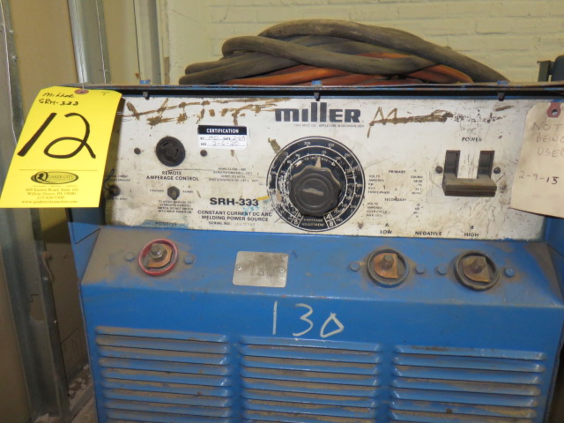 MILLER SRM-333 CC DC ARC POWER SUPPLY (TAKEN OUT OF ACTIVE SERVICE-WORKING CONDITION IS UNKNOWN) - Image 2 of 3