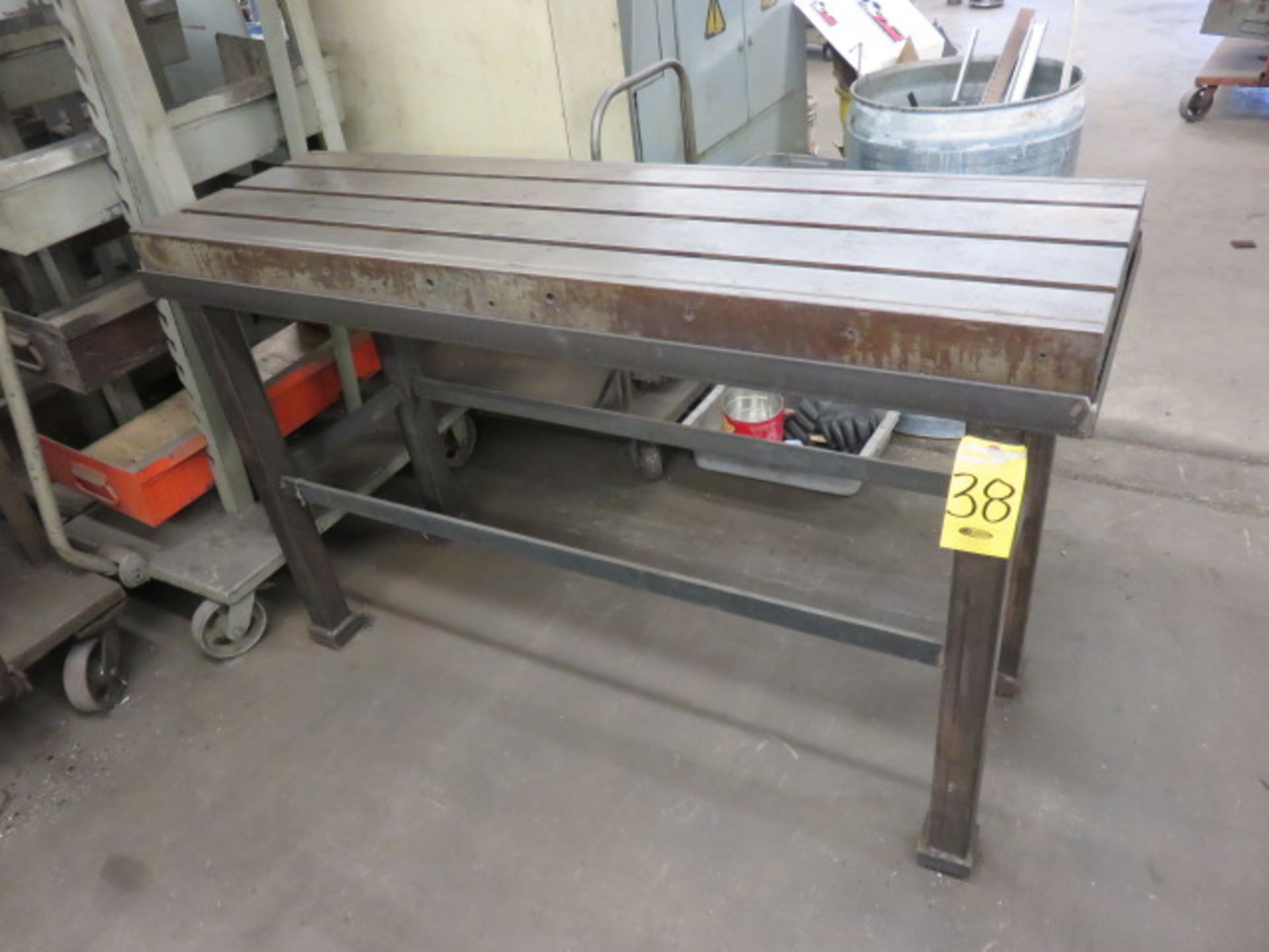 18 IN. X 61 IN. T-SLOTTED TABLE WITH IRON STAND