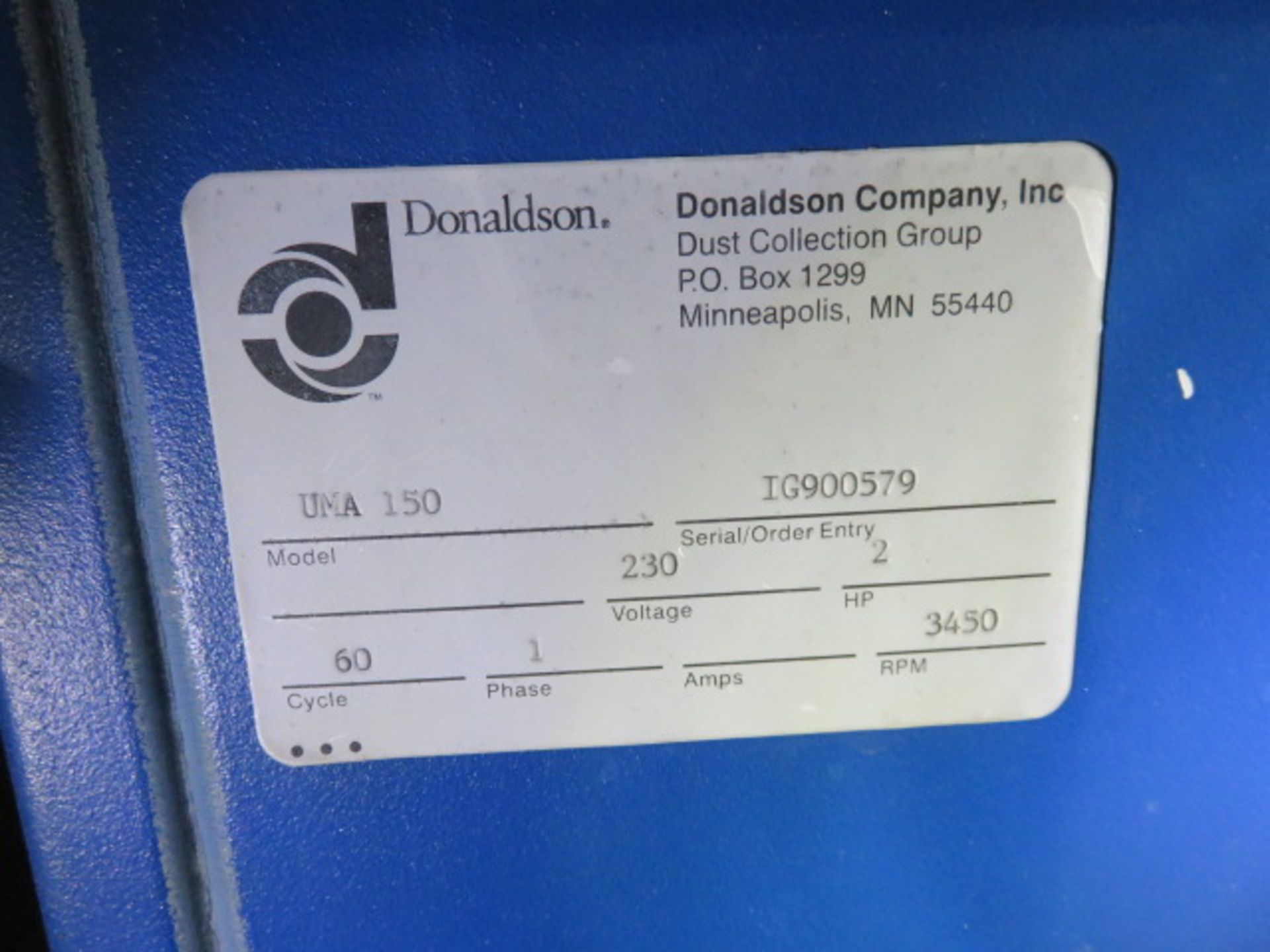 DONALDSON UMA150 CABINET DUST COLLECTOR WITH STAND, 2 HP - Image 2 of 4