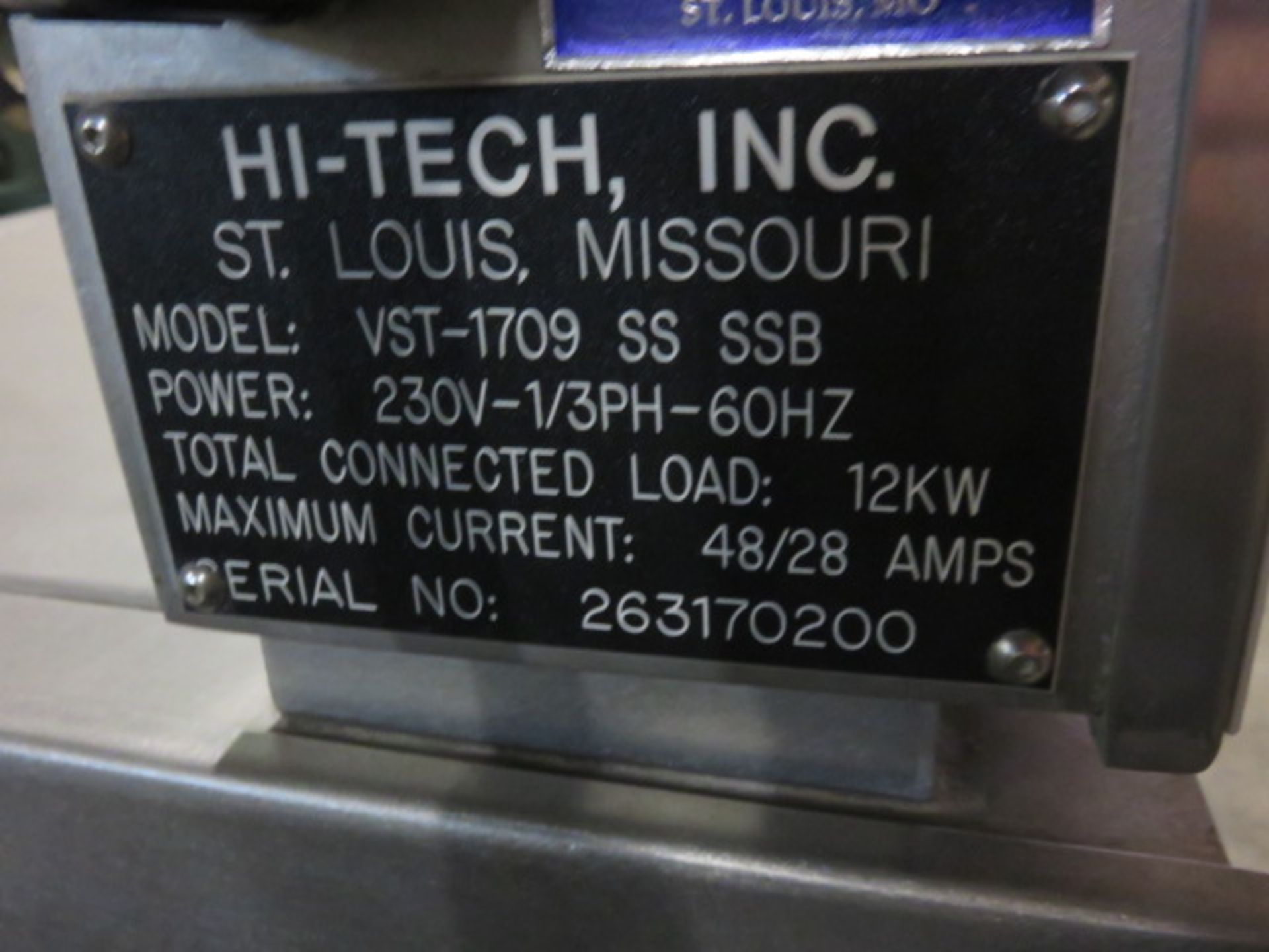 HI-TECH VST-1079 SS SSB HEAT SHRINK TUNNEL, S/N 263170200, 21 IN X 12 IN OPENING, SS LINK CONVEYOR - Image 4 of 4