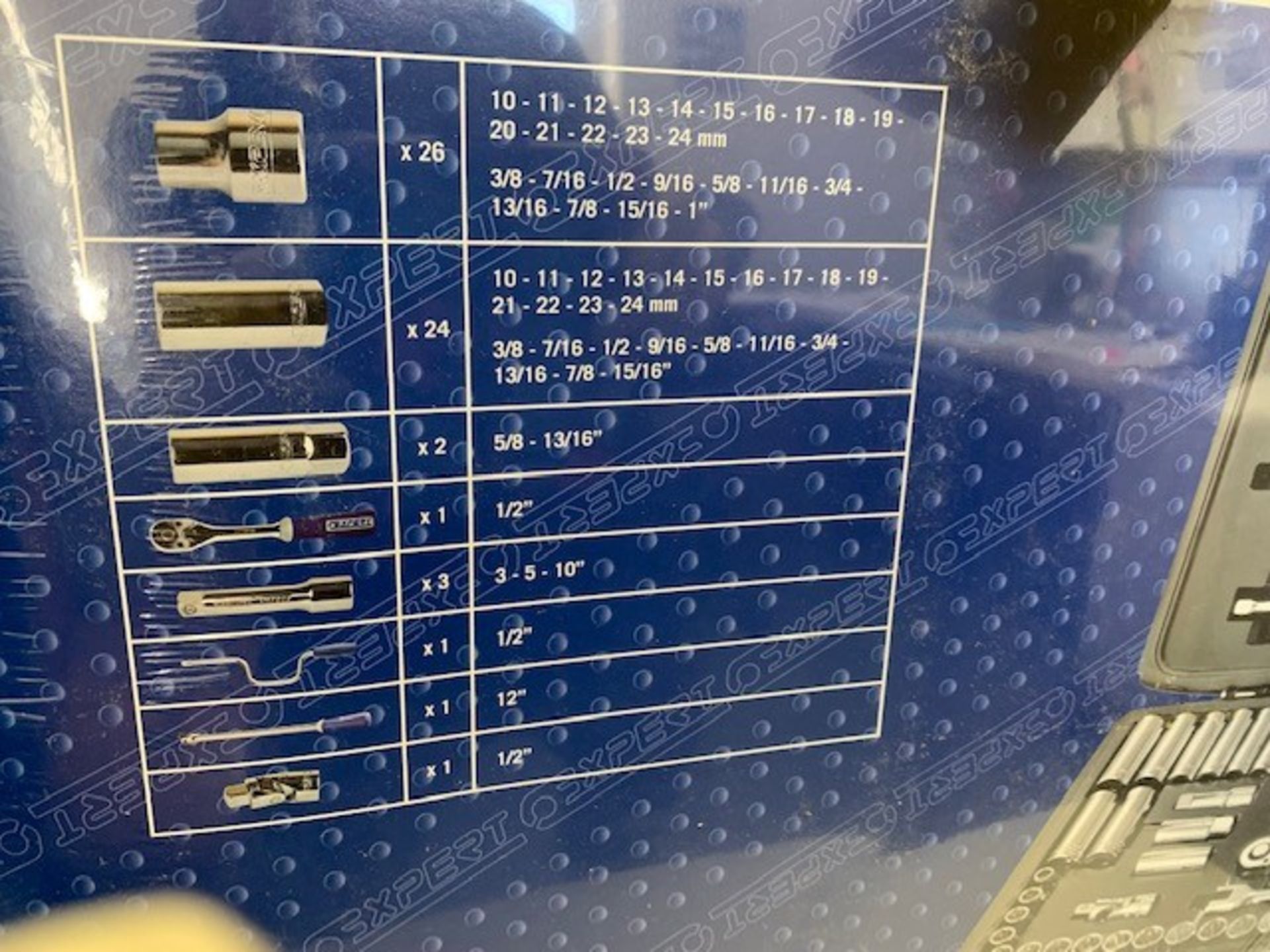 59-PC MAC EXPERT 1/2 IN. DRIVE STANDARD AND DEEP SOCKET 59 PC. 12 PT. INCH AND METRIC SET WITH 1/2 - Image 2 of 3