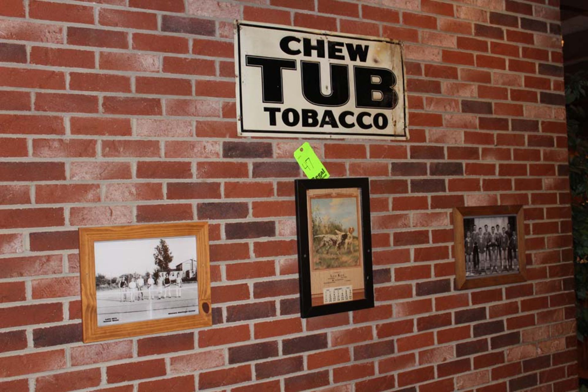 Memorabilia; Late 40's Tennis Team, Chew Tub Tabaco, Leo Kob Calendar, 40's Basketball Team