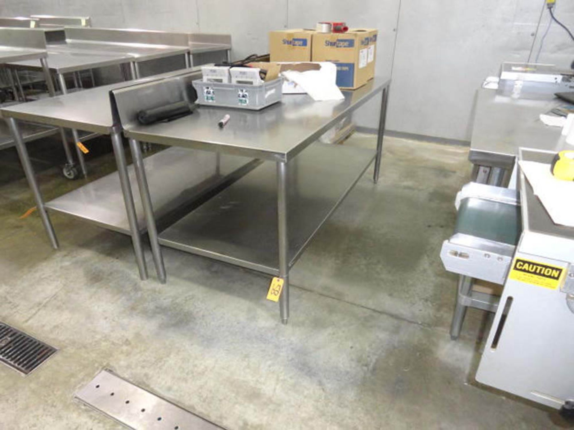 STAINLESS STEEL TABLE. 6' X 30" WITH UNDERSHELF