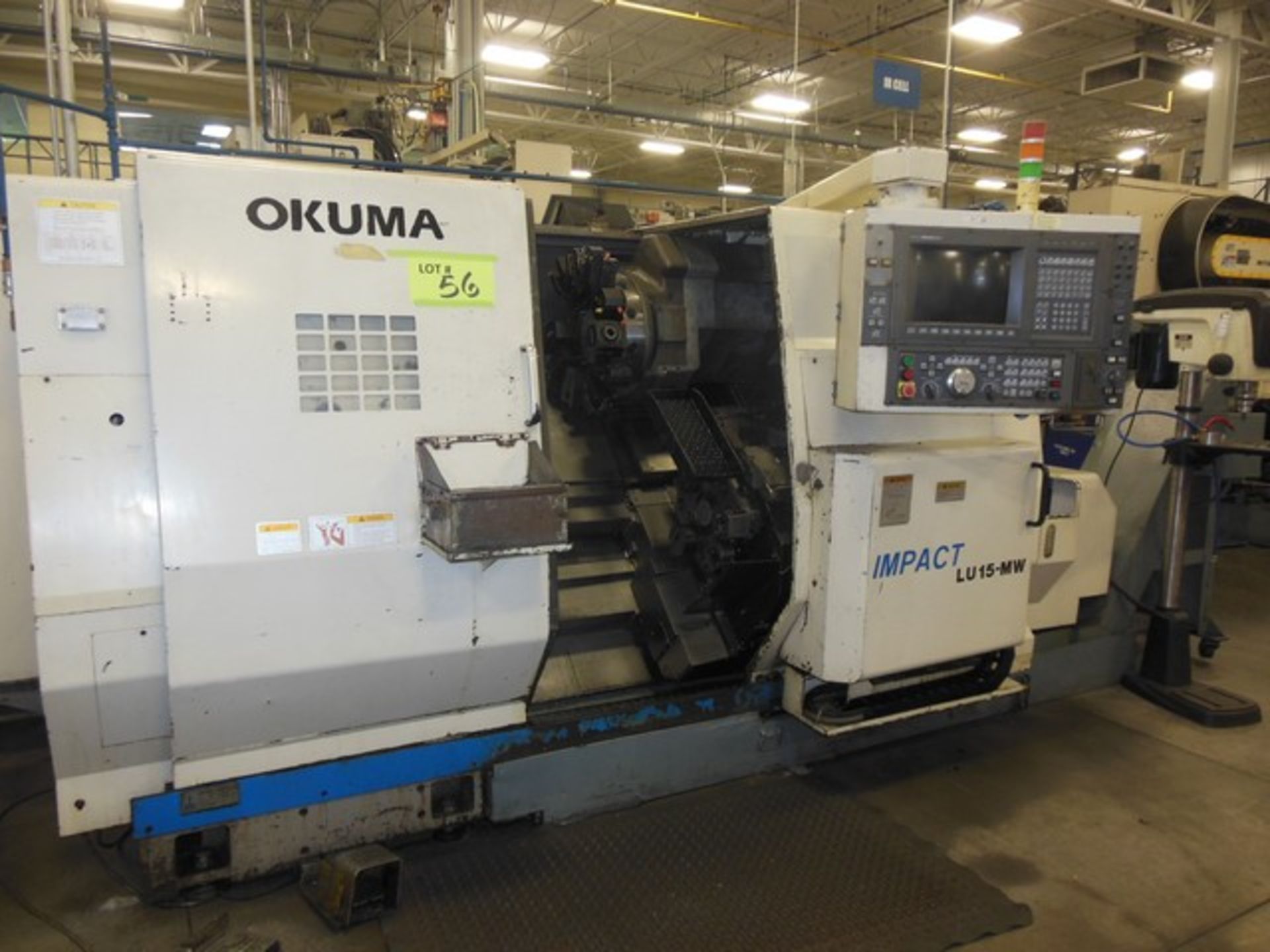 OKUMA LU15-MW TWIN TURRET CNC TURNING CENTER, S/N 1117 WITH OKUMA OSB-7000L CONTROLS & LIVE TOOLING