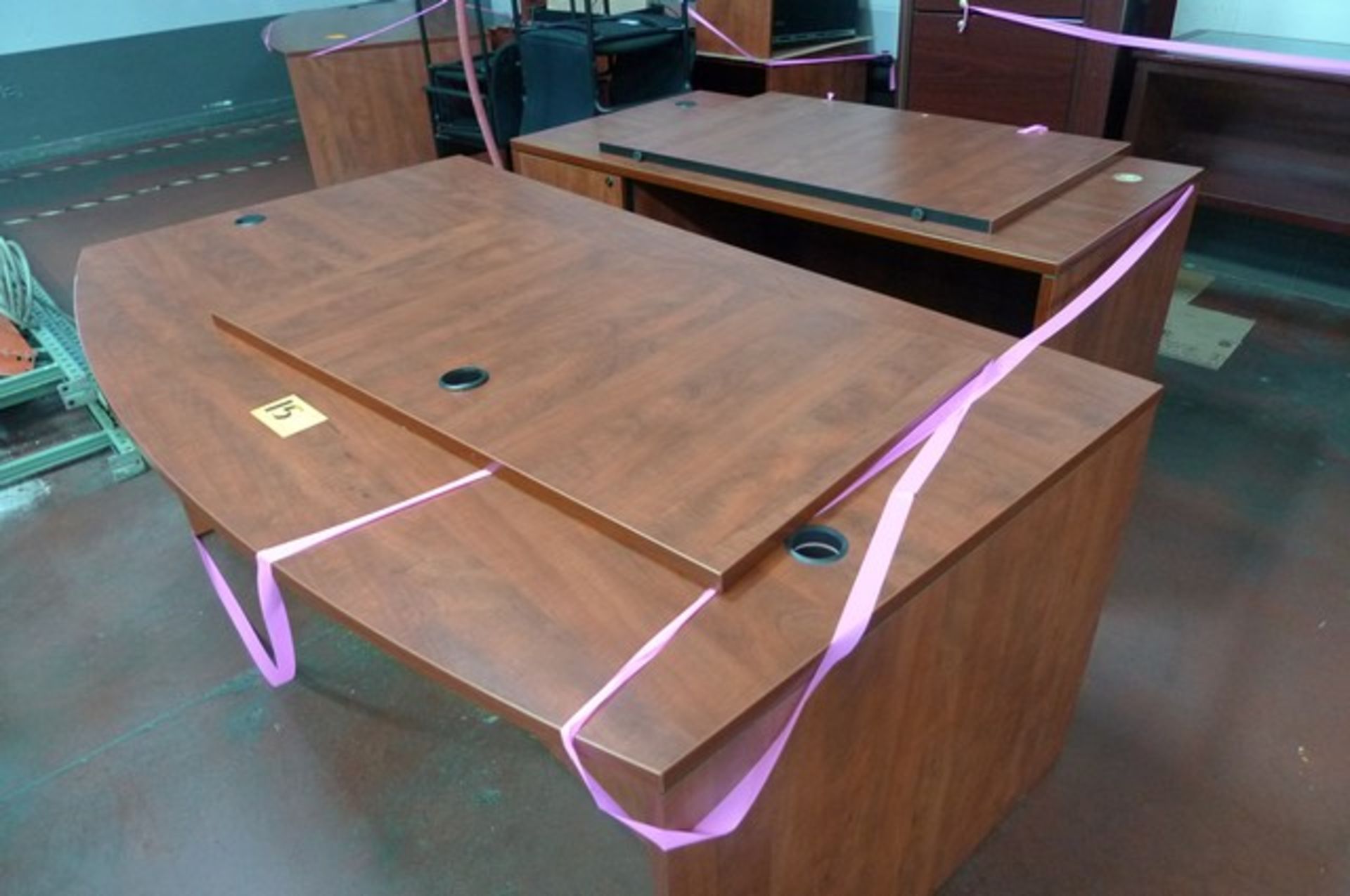 LOT: (2) LAMINATE CHERRY DESKS