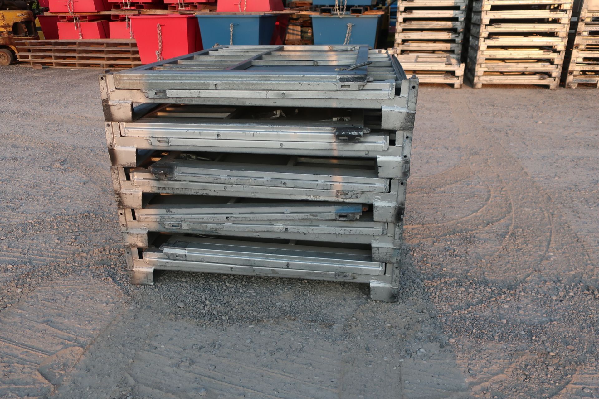 Lot of 5 (5 Units) Steel Like New Folding Collapsable Bins - 58" x 45" x 43" tall (TIMES THE BID)