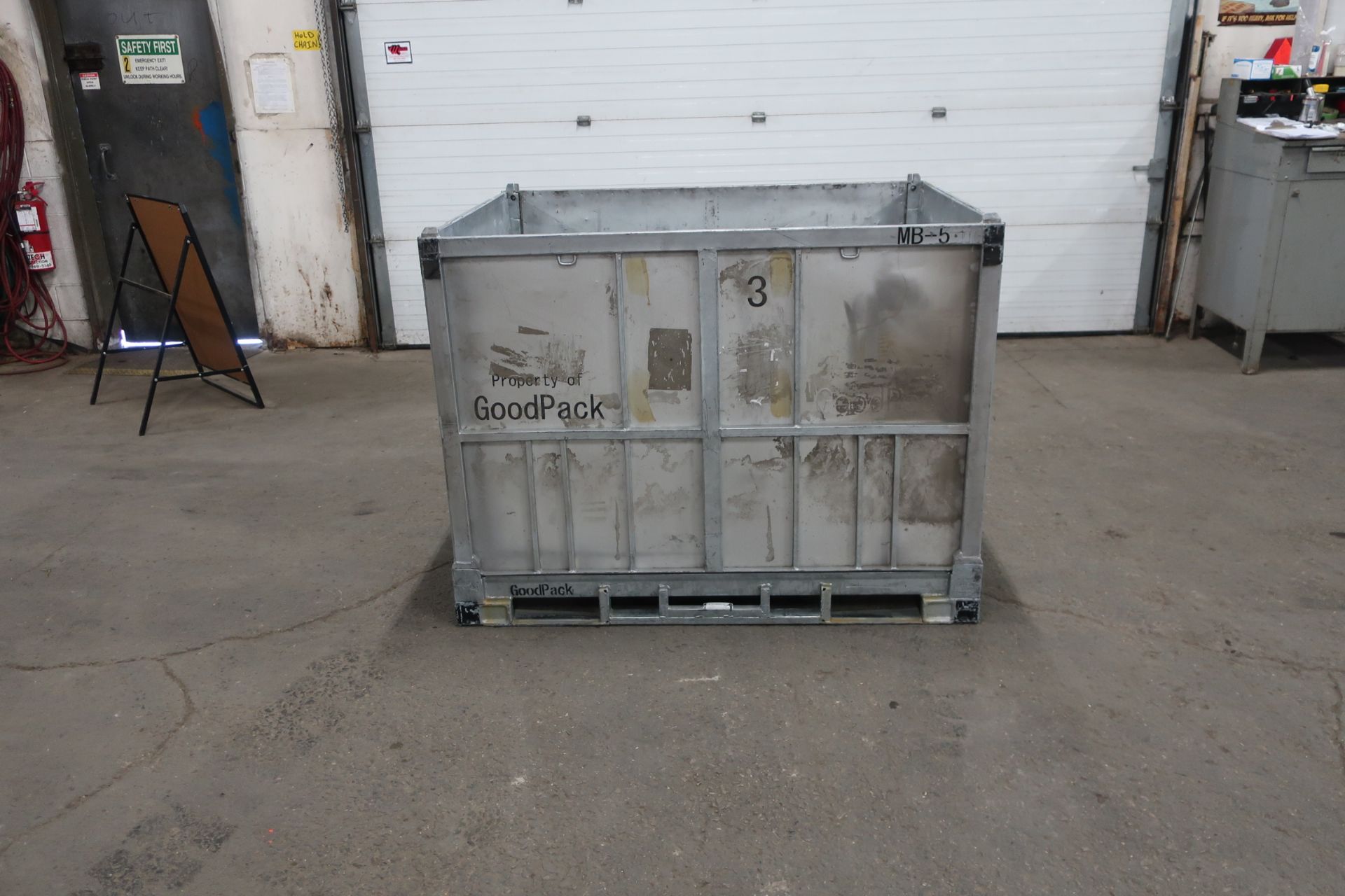 Lot of 5 (5 Units) Steel Like New Folding Collapsable Bins - 58" x 45" x 43" tall (TIMES THE BID)