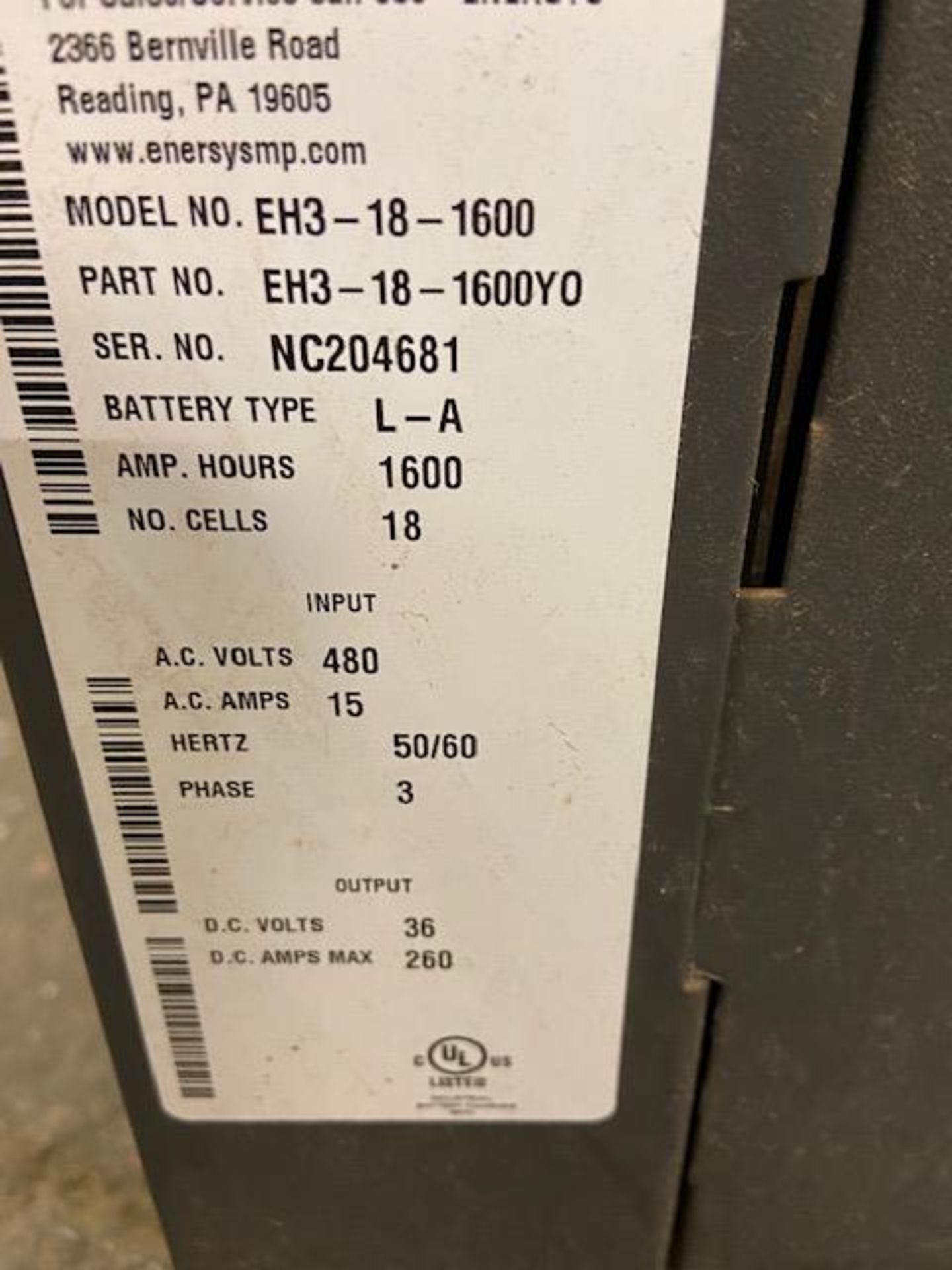 Enforcer Forklift Battery Charger 480V input 36V output - Image 2 of 2