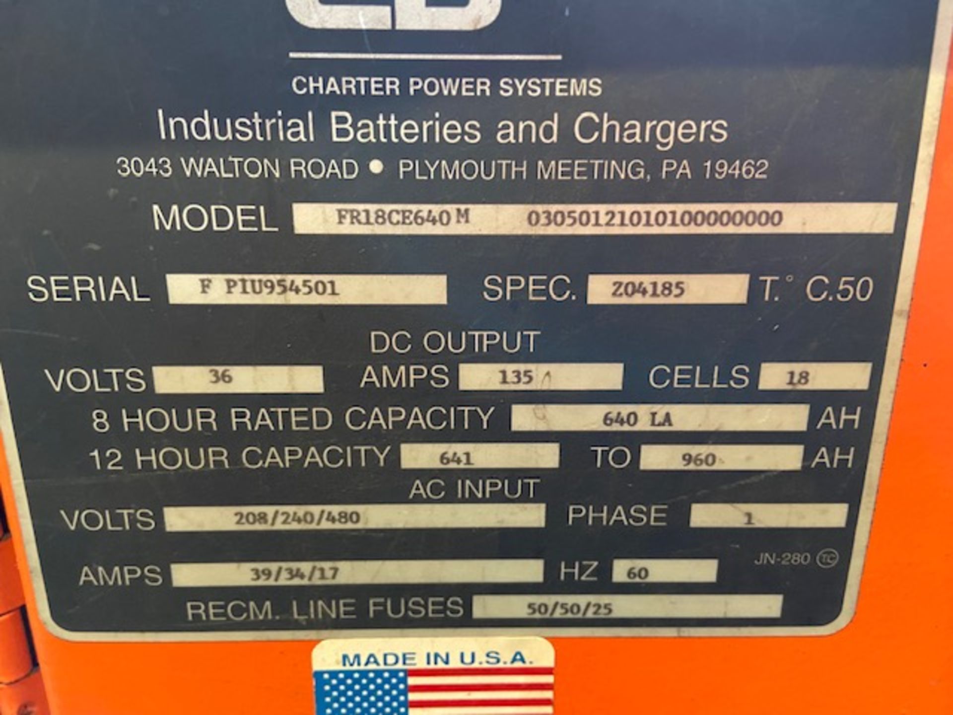 Ferro Five forklift battery charger 208/240/480 - 36V - Image 2 of 2