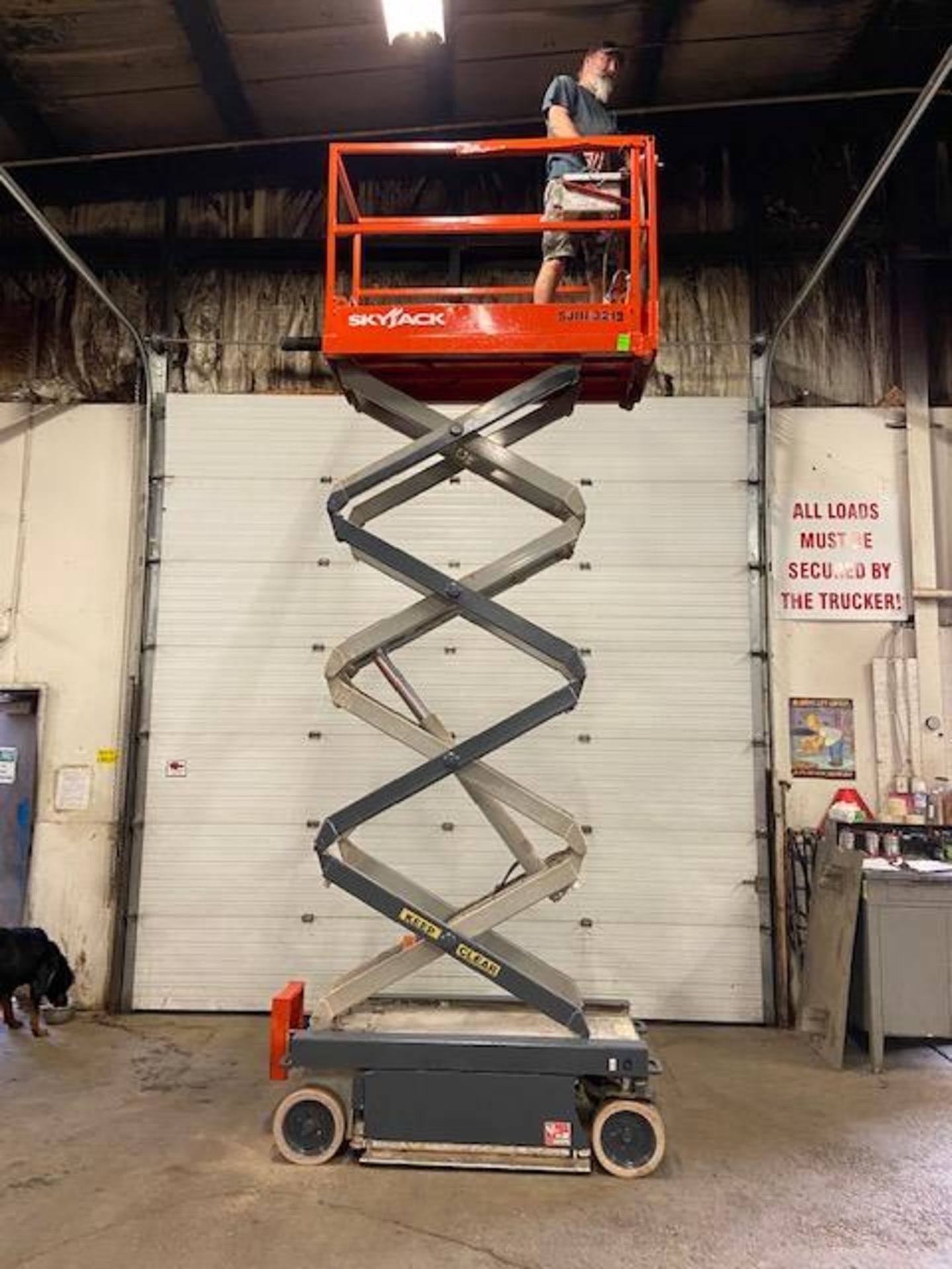 SkyJack III Electric Scissor Lift model 3219 - 19 feet lift, 32 inch width deck pendant controller