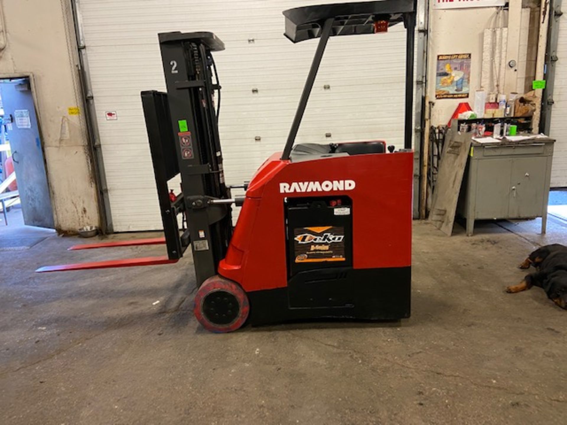 FREE CUSTOMS - 2015 Raymond 5000lbs Capacity Stand On Forklift Electric with 3-STAGE MAST sideshift