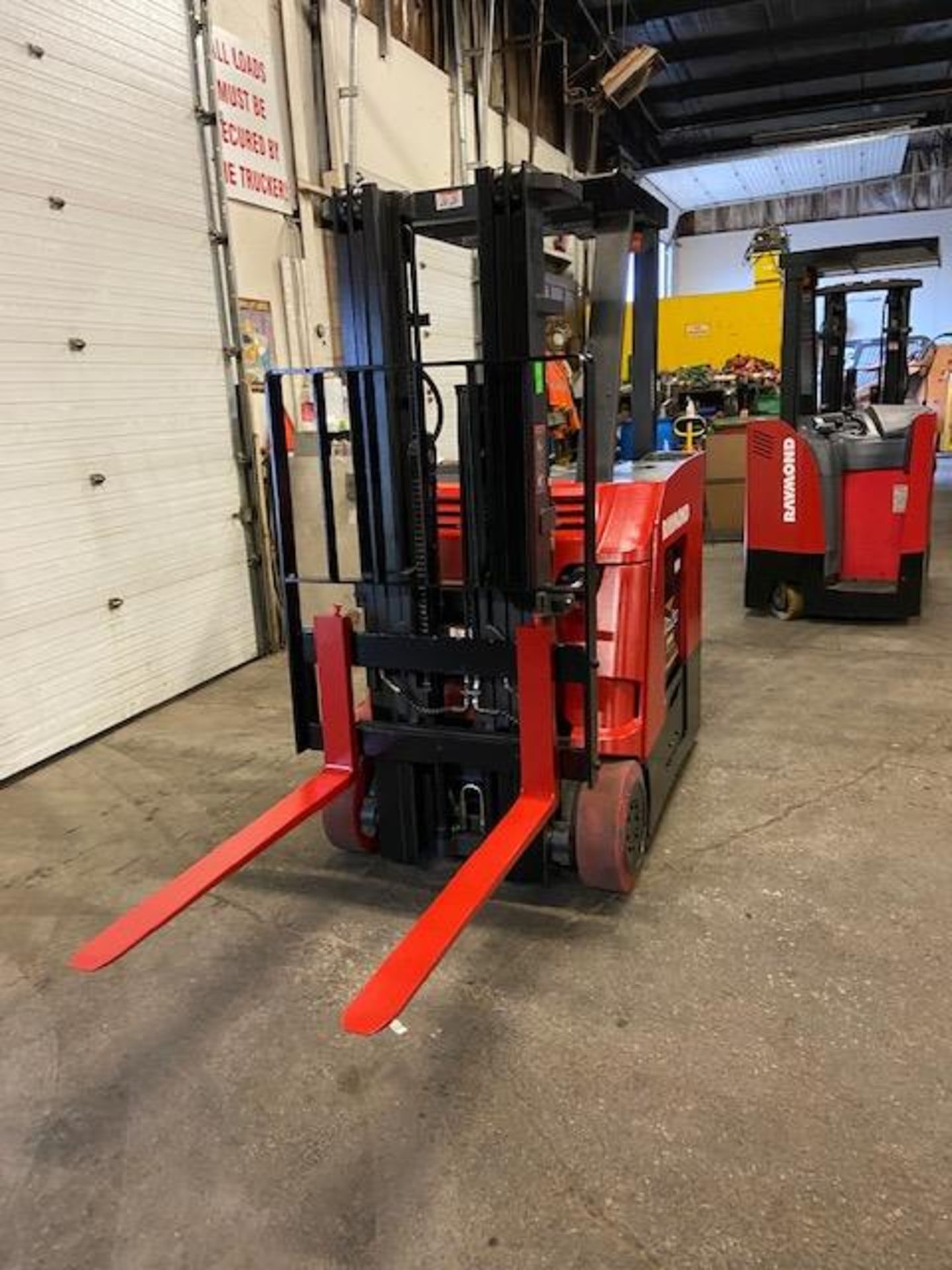 FREE CUSTOMS - 2015 Raymond 5000lbs Capacity Stand On Forklift Electric with 3-STAGE MAST sideshift - Image 2 of 3