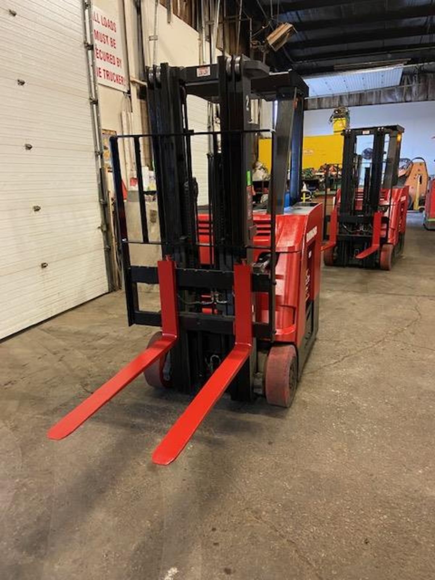 FREE CUSTOMS - 2015 Raymond 5000lbs Capacity Stand On Forklift Electric with 3-STAGE MAST sideshift - Image 2 of 3