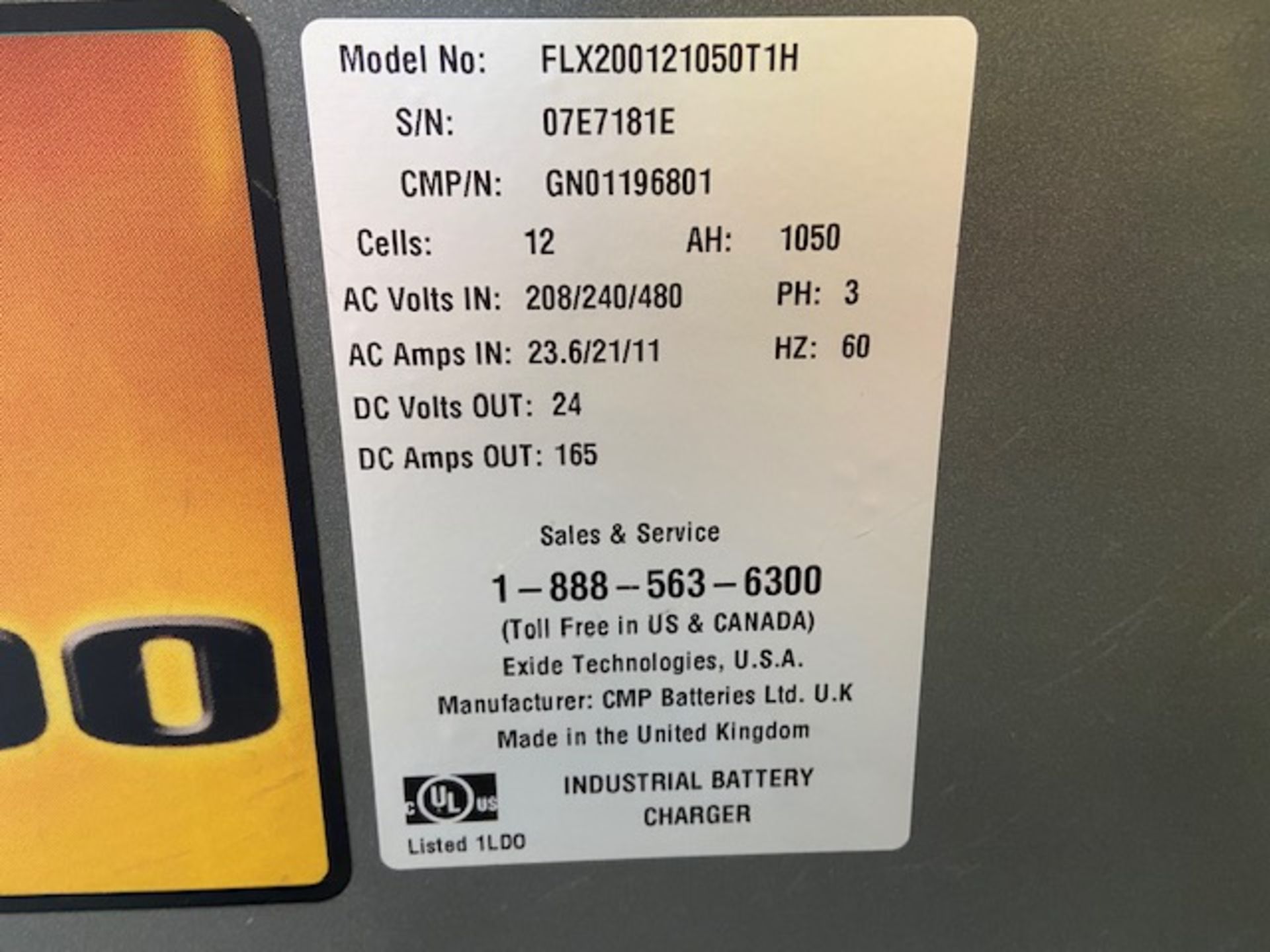 GNB Flex 200 forklift battery charger 208/240/480 - 24V - Image 2 of 2