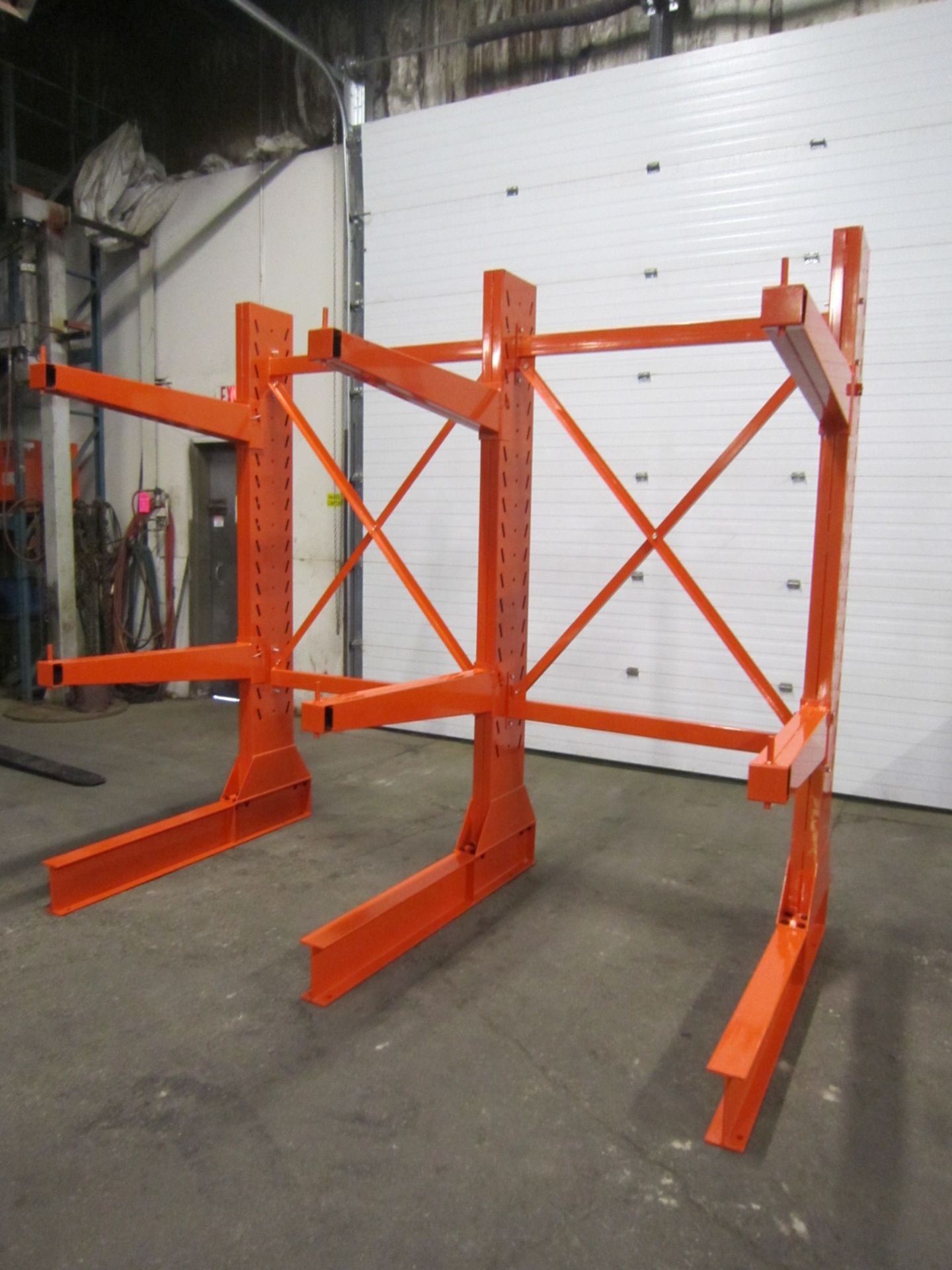 Lot of Heavy Duty Cantilever Racking - 3 full sections complete with SIX 4' arms - 100" tall units