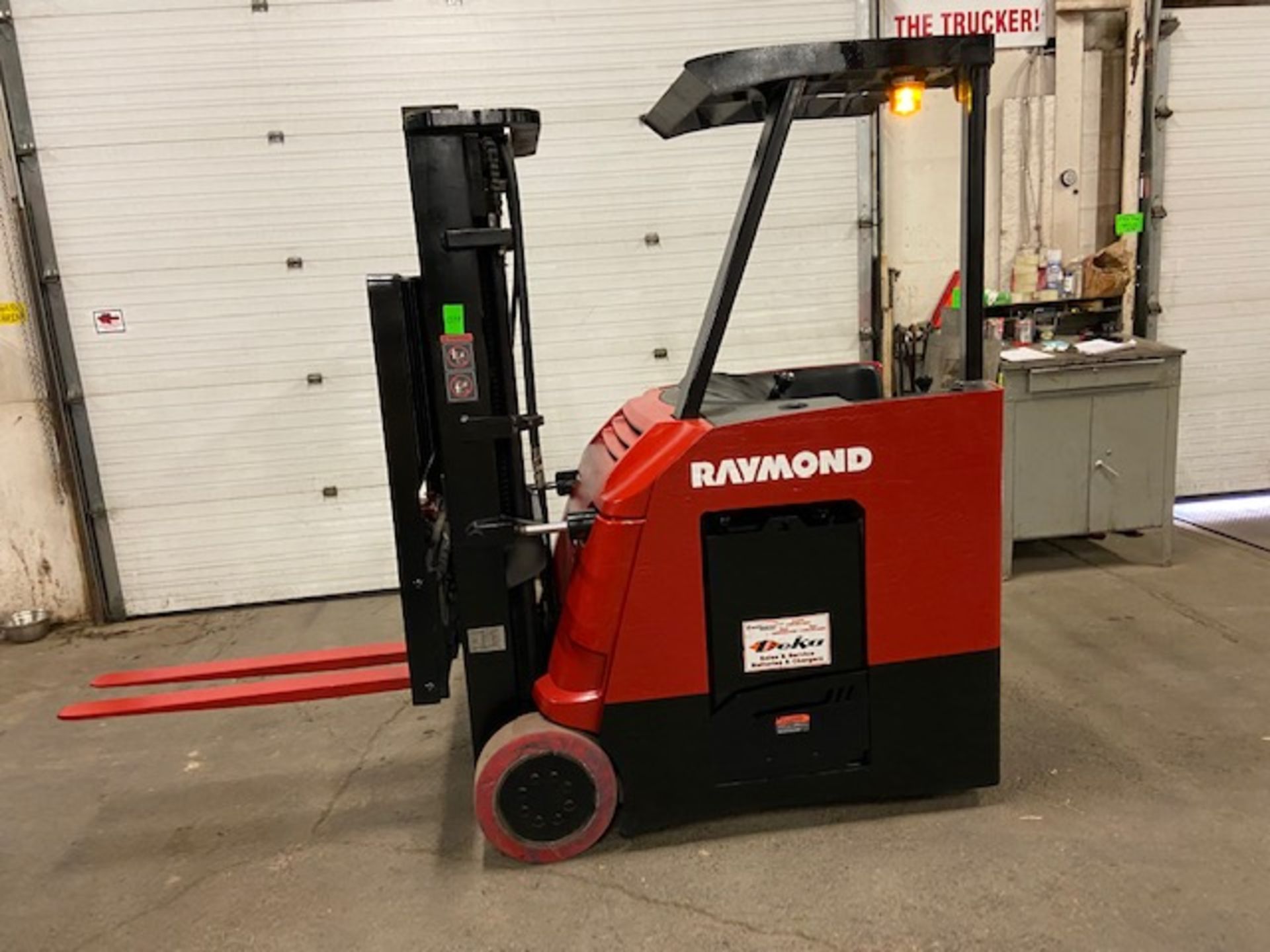 FREE CUSTOMS - 2013 Raymond 5000lbs Capacity Stand On Forklift Electric with 3-STAGE MAST sideshift