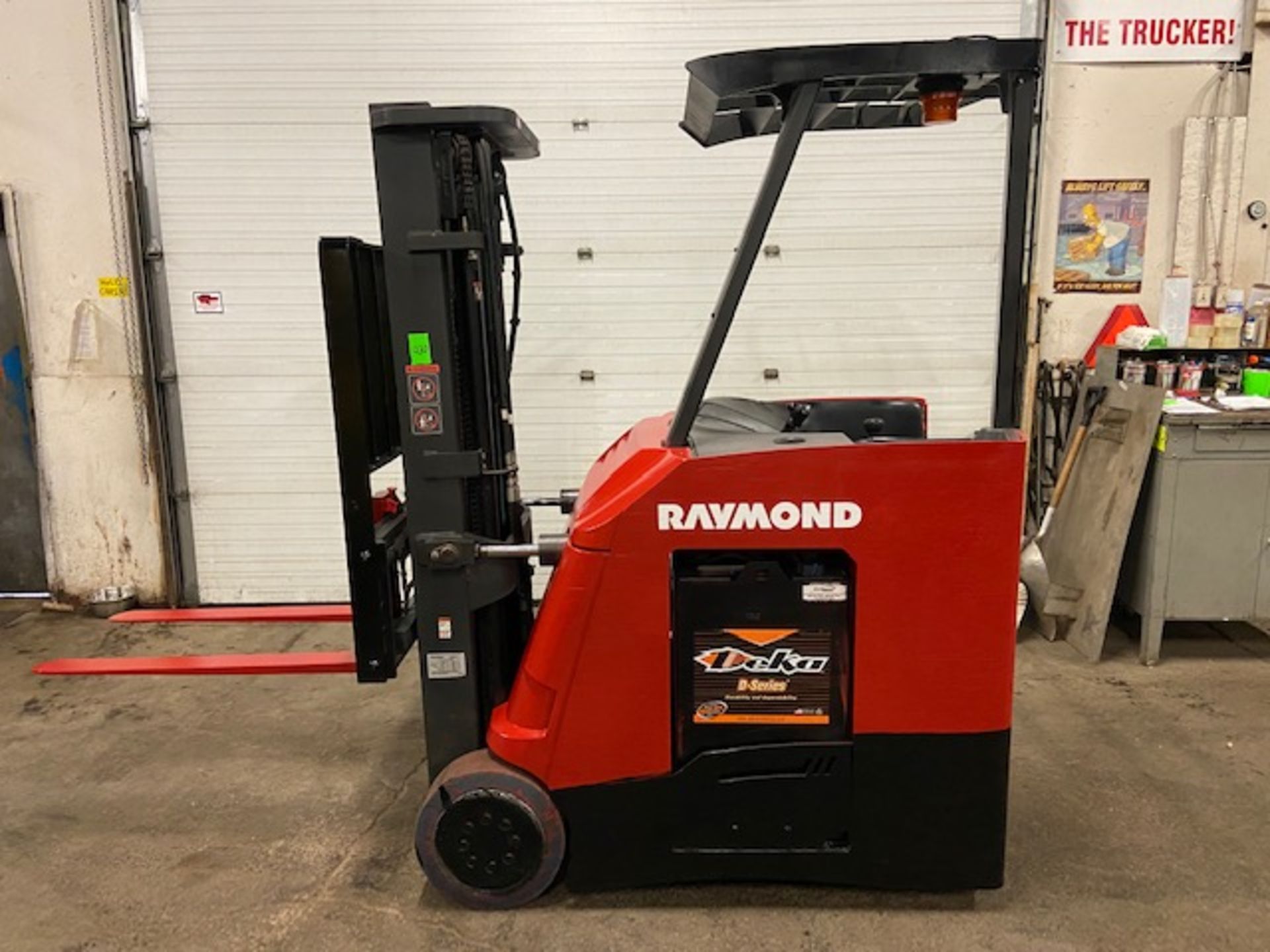 FREE CUSTOMS - 2014 Raymond 5000lbs Capacity Stand On Forklift Electric with 3-STAGE MAST sideshift