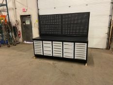Lista Style 30 Drawer Bench Heavy Duty Cabinet with Stainless Steel drawers 90" long