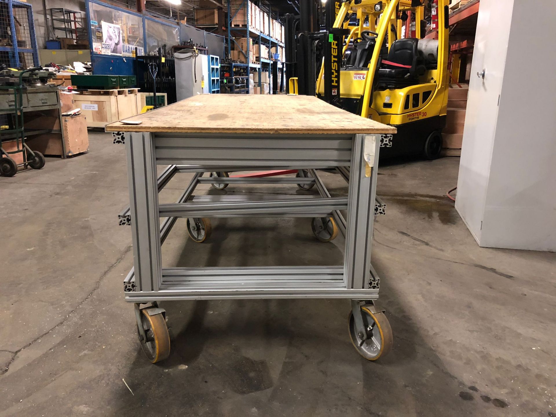Work Table Layout Cart MOBILE with Casters Heavy Duty 109x38x34" Aluminium Extrusion with Wood top - Image 2 of 2