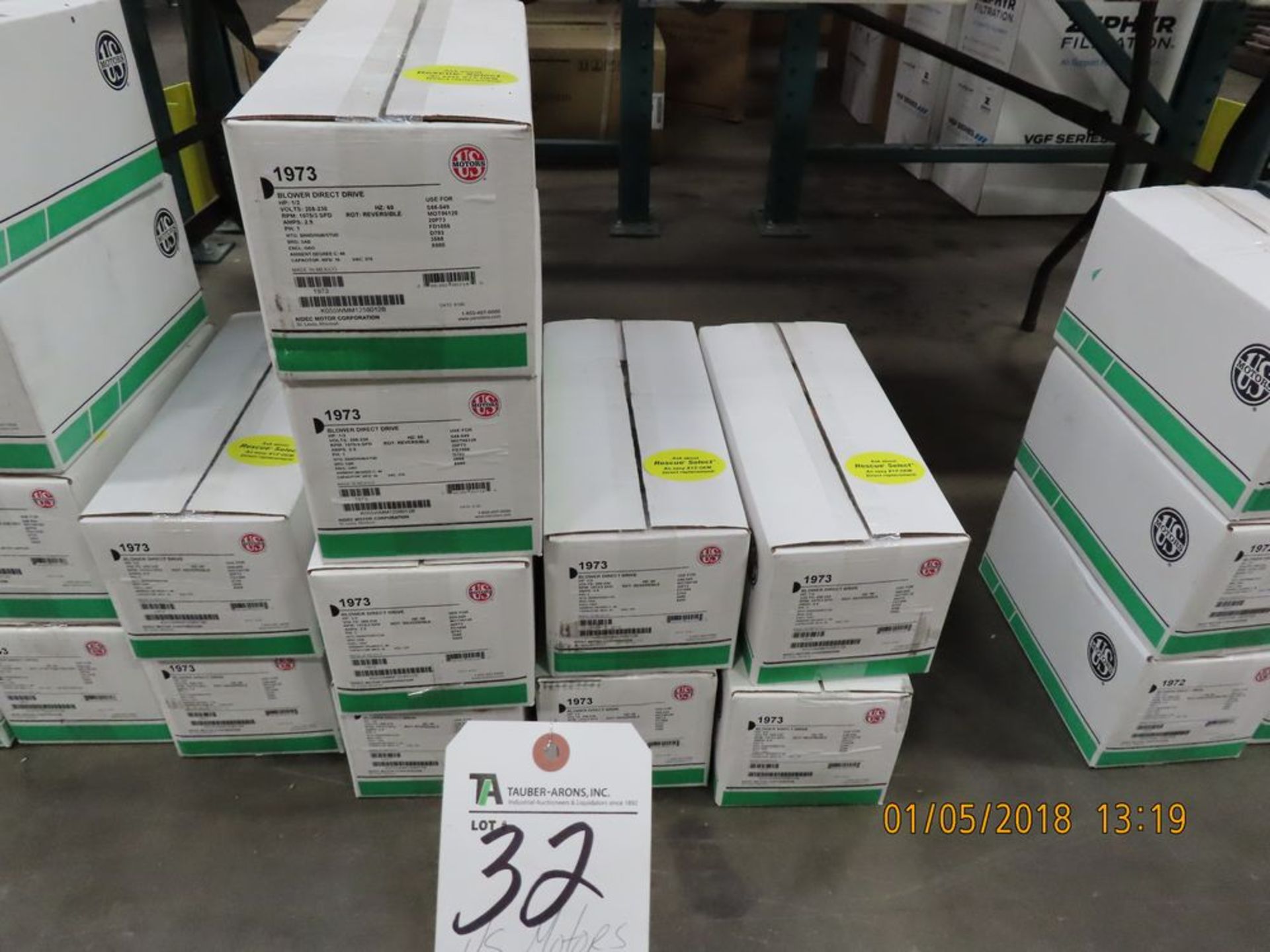 (Lot) US Motors mod. 1973, 1/2hp Blower Direct Drives (10 Boxes)