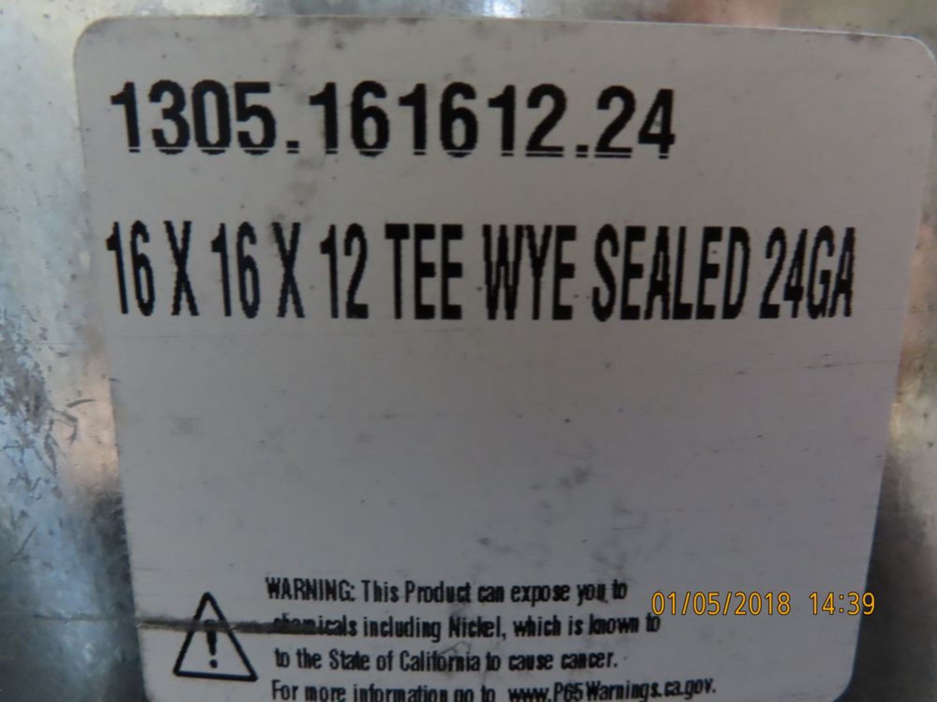 (Lot) Tee Wye Sealed, 24 Ga., 16x16x12 (13 pcs) - Image 2 of 2