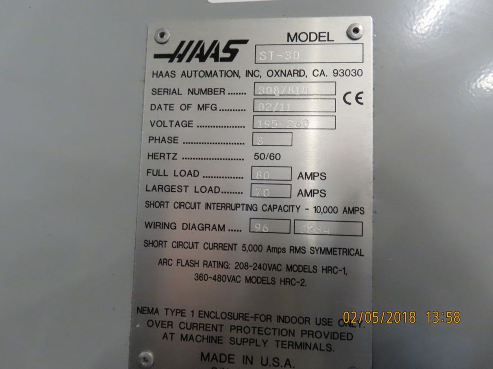 (2011) Haas mod. ST-30, 12-Station CNC Turning Center w/ 3-Jaw Chuck, Tail Stock, 3200 RPM Chip - Image 6 of 6