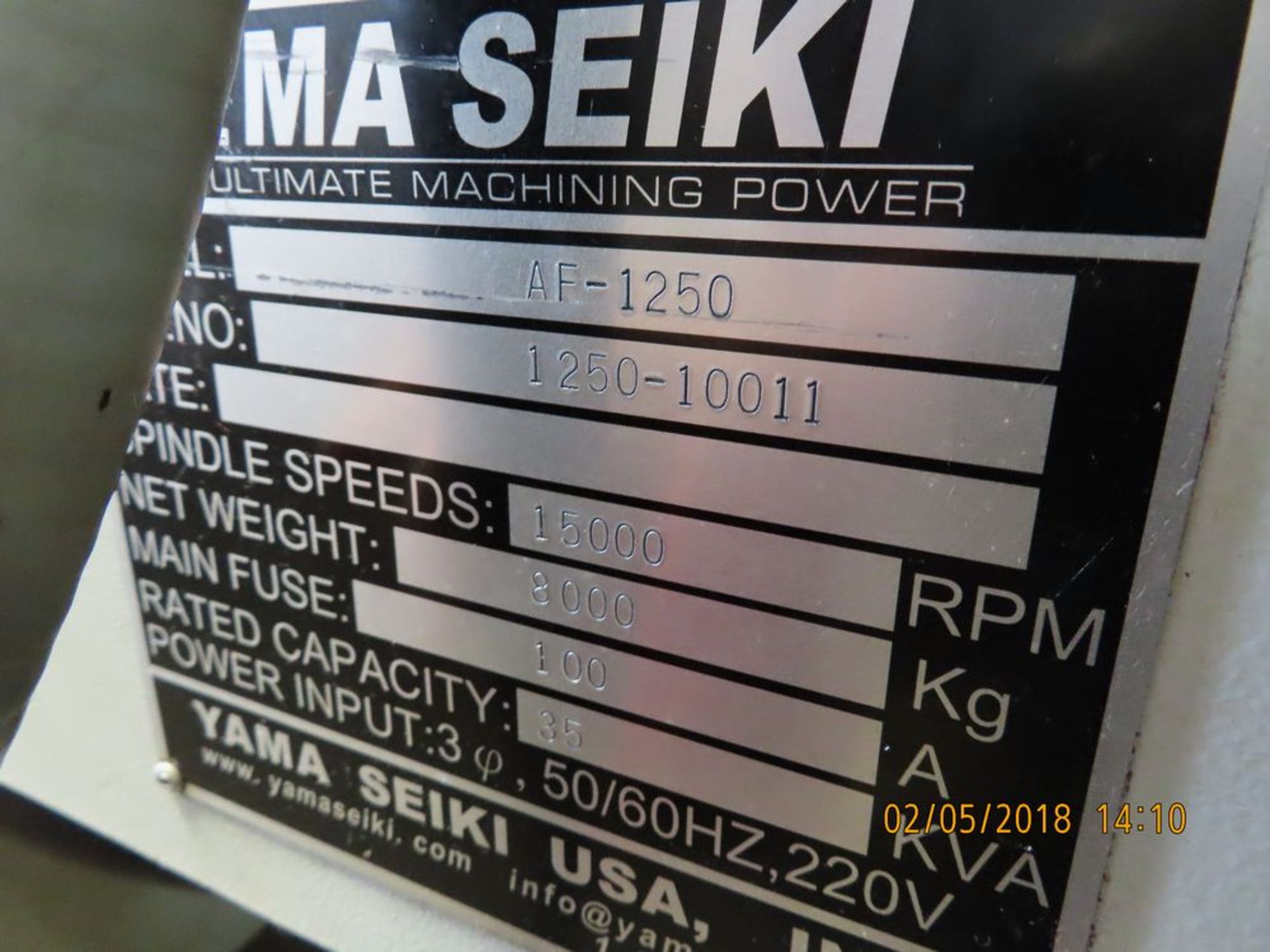 (2010) Yama Seiki mod. AF-1250, Vertical CNC Machine Center w/ Fanuc Series 18i-MB Controls, 15, - Image 7 of 7