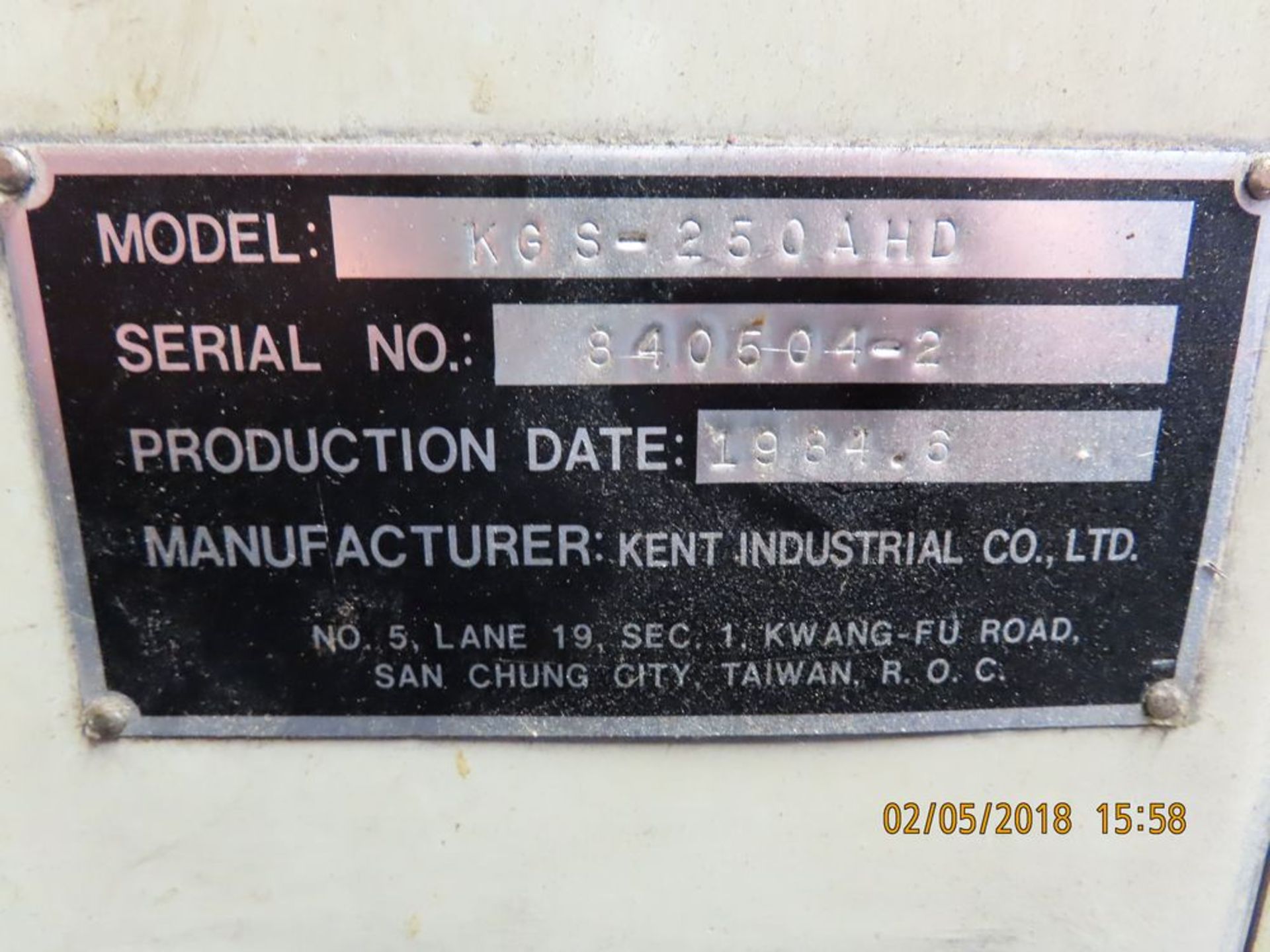 Kent mod. KGS-250AHD, 6'' x 18'' Surface Grinder w/ Mag Chuck; S/N 840504-2 - Image 2 of 2